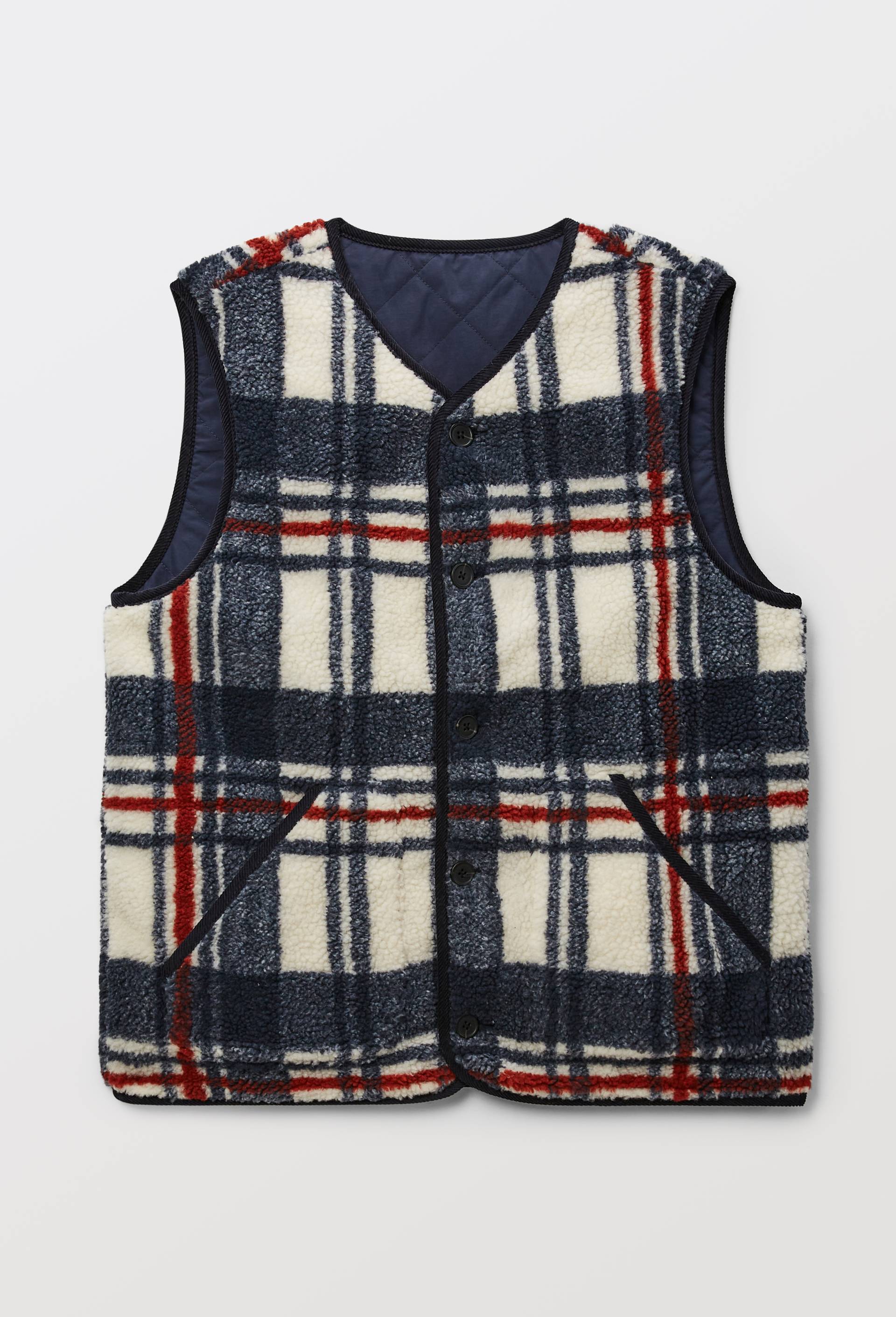 Gilet sherpa sans manches r&eacute;versible, Bleu fonc&eacute;, large image number 5
