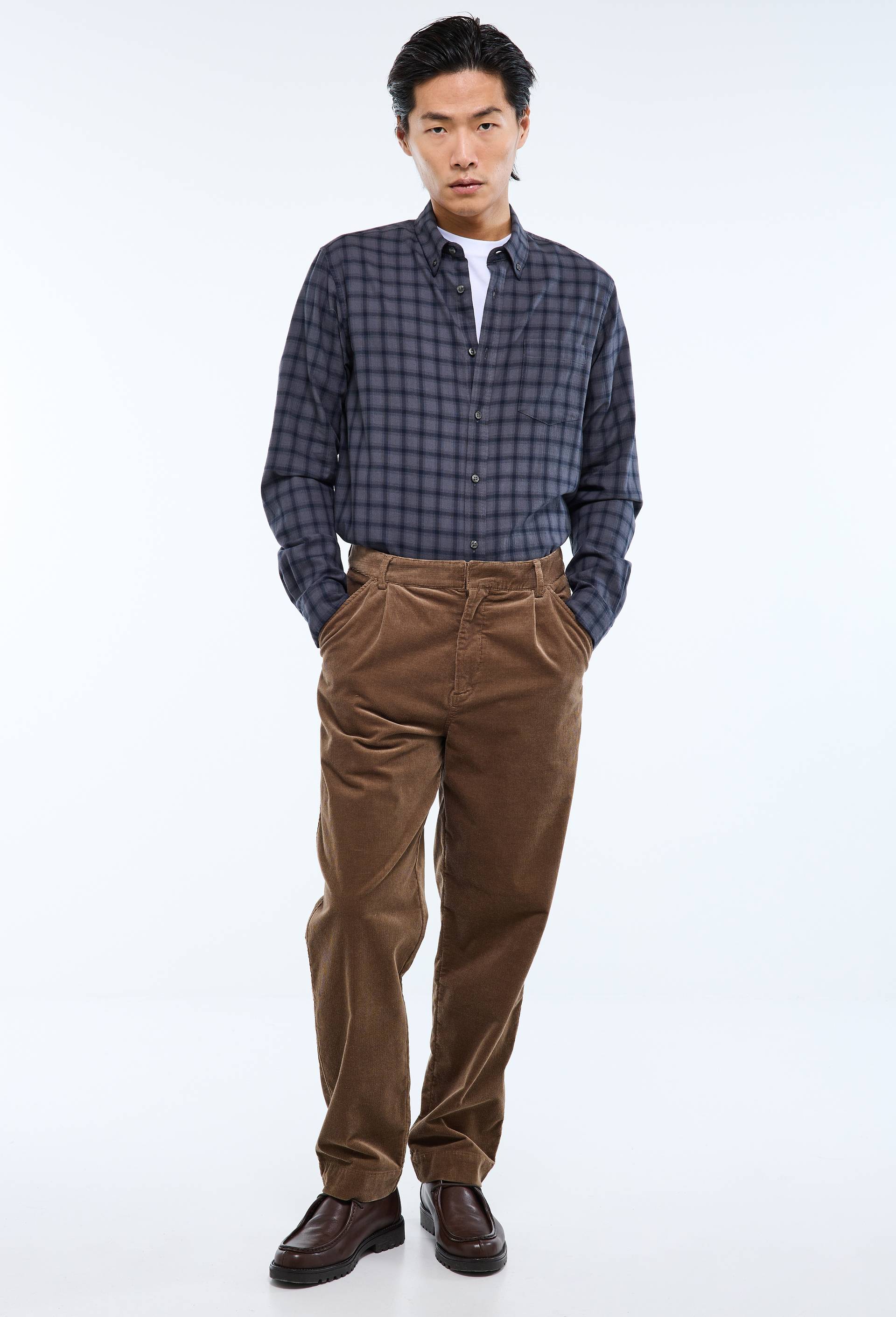 Pantalon velours nid d'abeille en coton, Brun clair, large image number 1.0