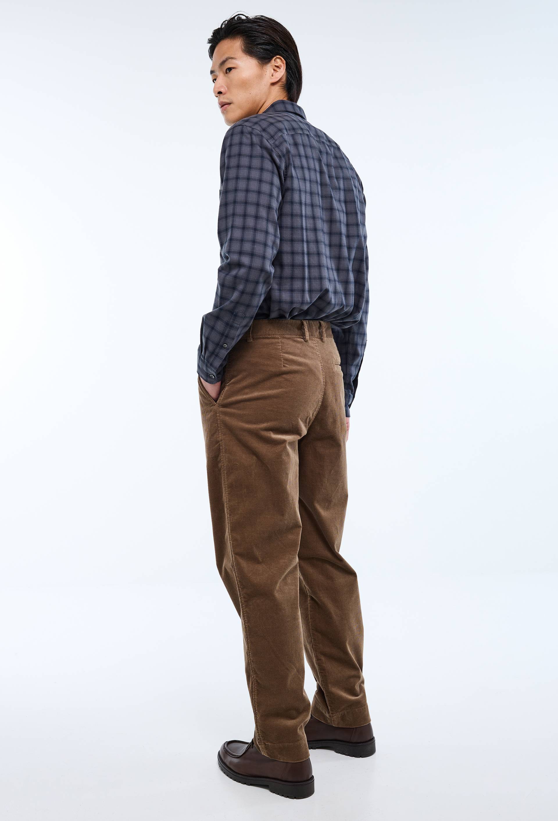 Pantalon velours nid d'abeille en coton, Brun clair, large image number 2