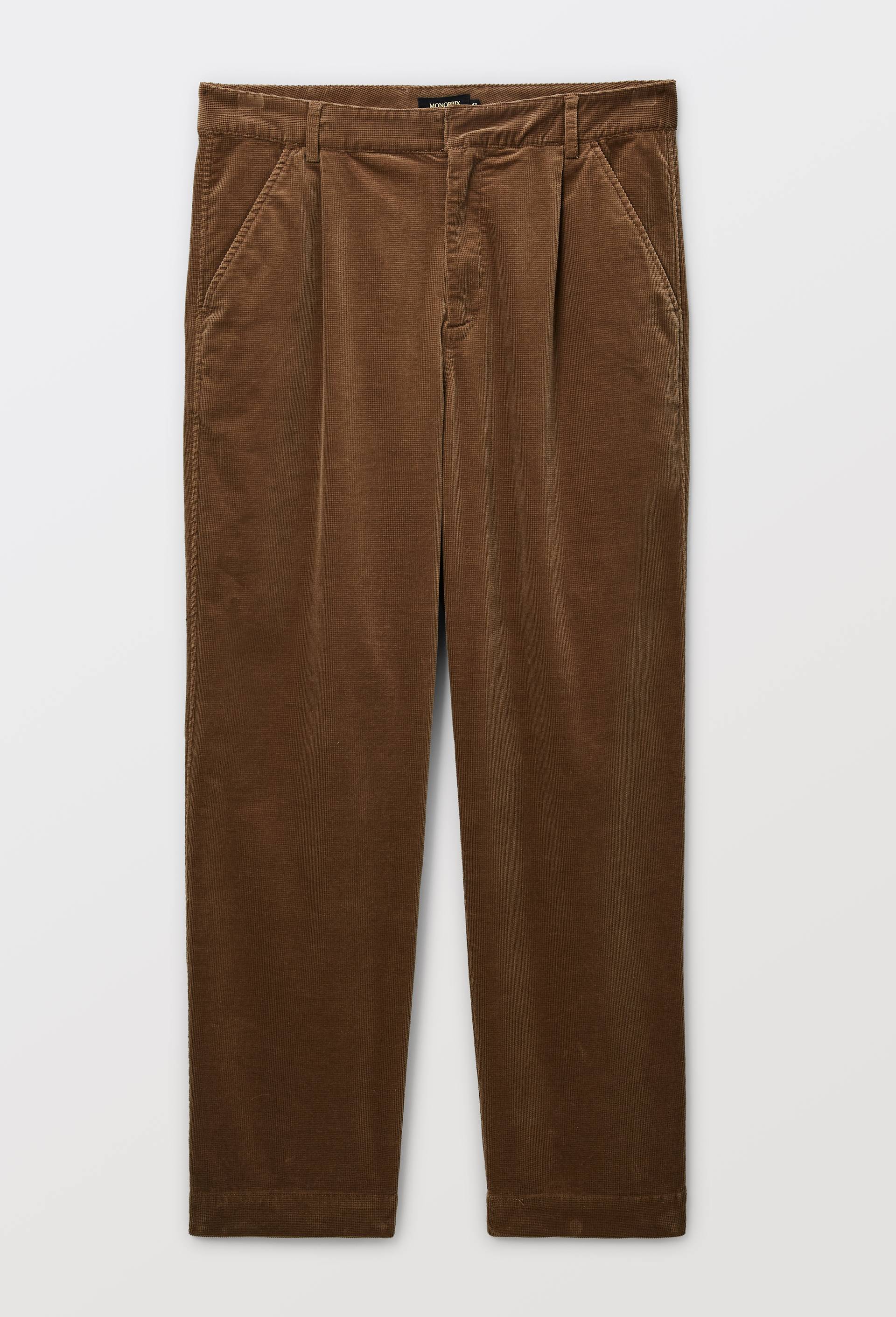 Pantalon velours nid d'abeille en coton, Brun clair, large image number 3
