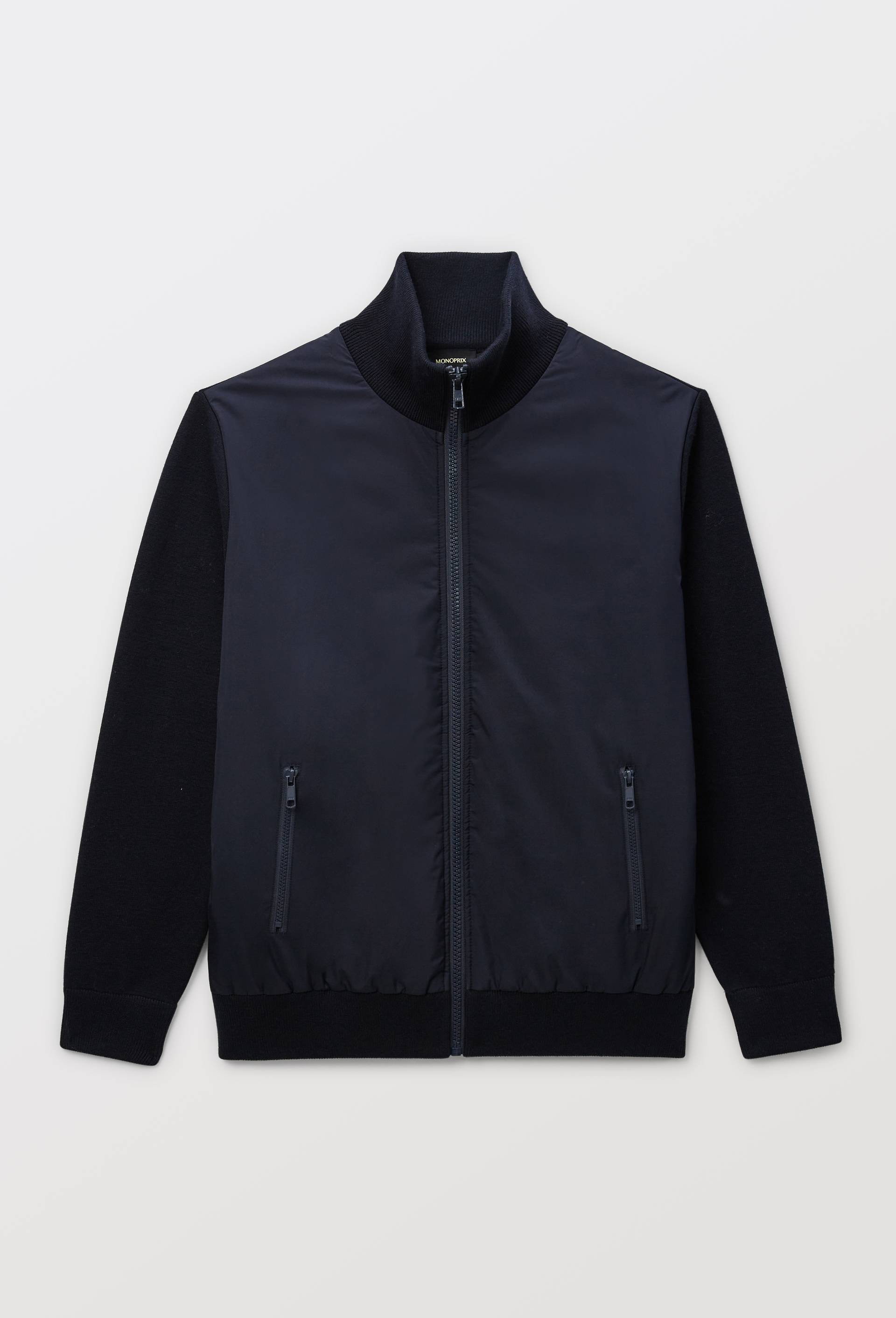 Gilet bi-mati&egrave;re contenant du coton, Bleu fonc&eacute;, large image number 3