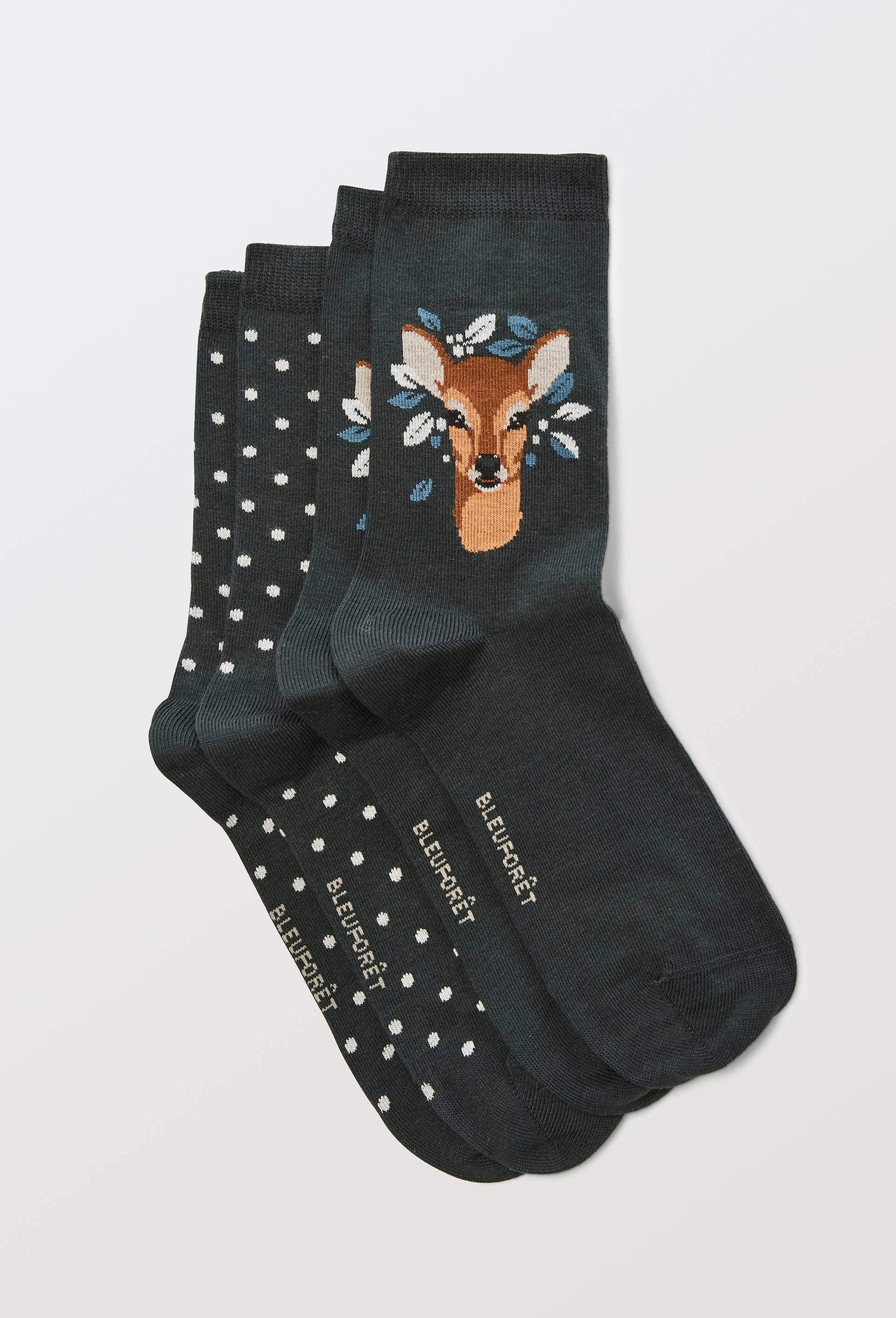 Lot de 2 paires de chaussettes en coton Bleufor&ecirc;t, Vert fonc&eacute;, large image number 0
