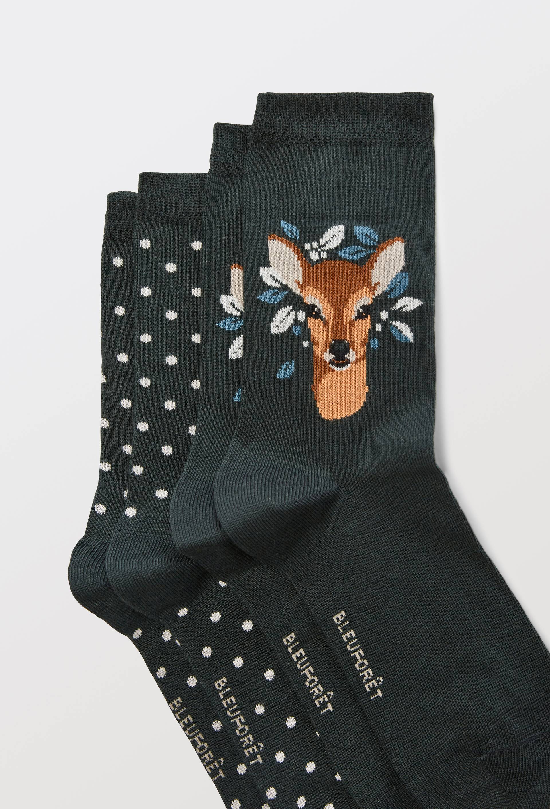 Lot de 2 paires de chaussettes en coton Bleufor&ecirc;t, Vert fonc&eacute;, large image number 1