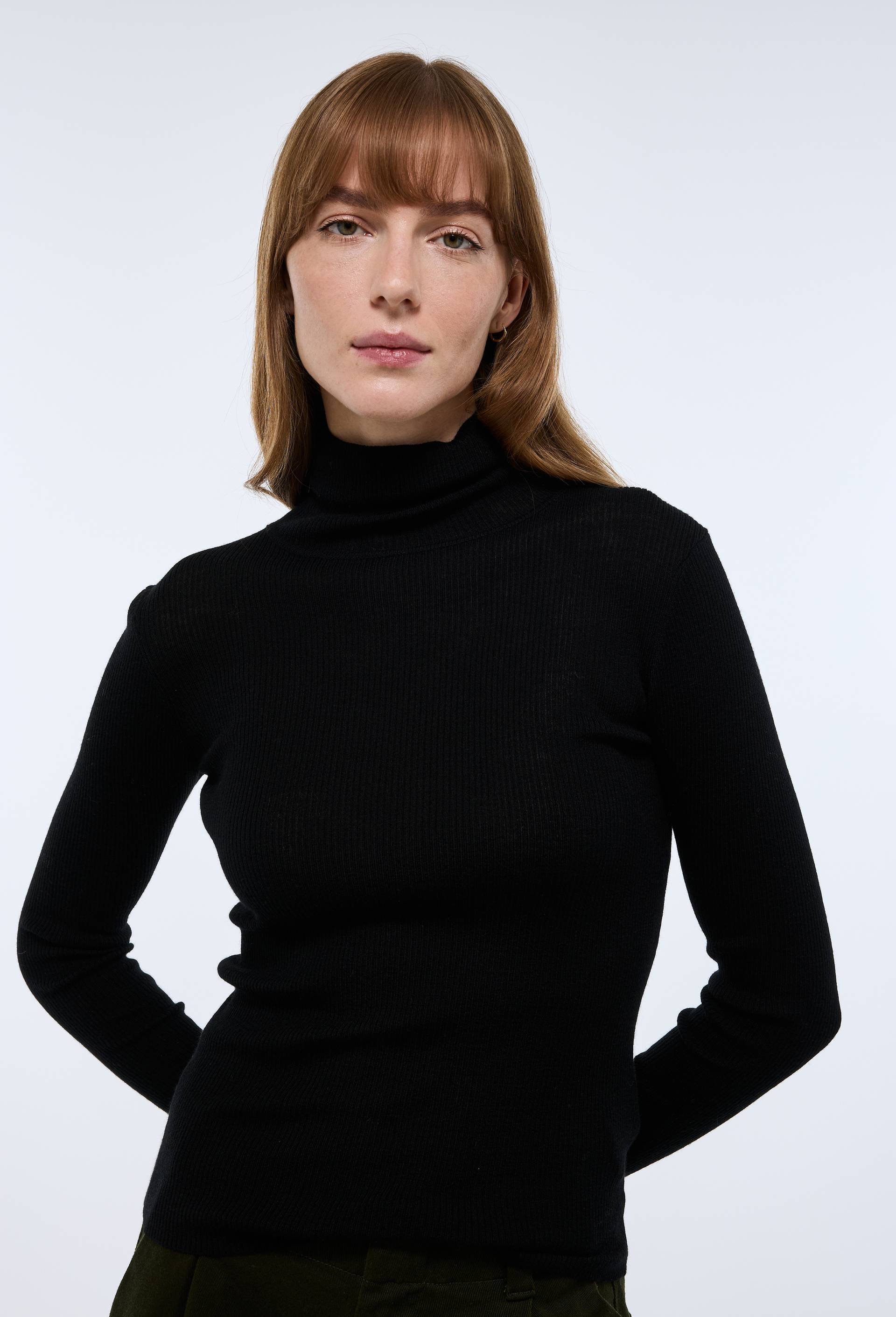 Pull col roulé à côtes uni en laine - MONOPRIX - Modalova