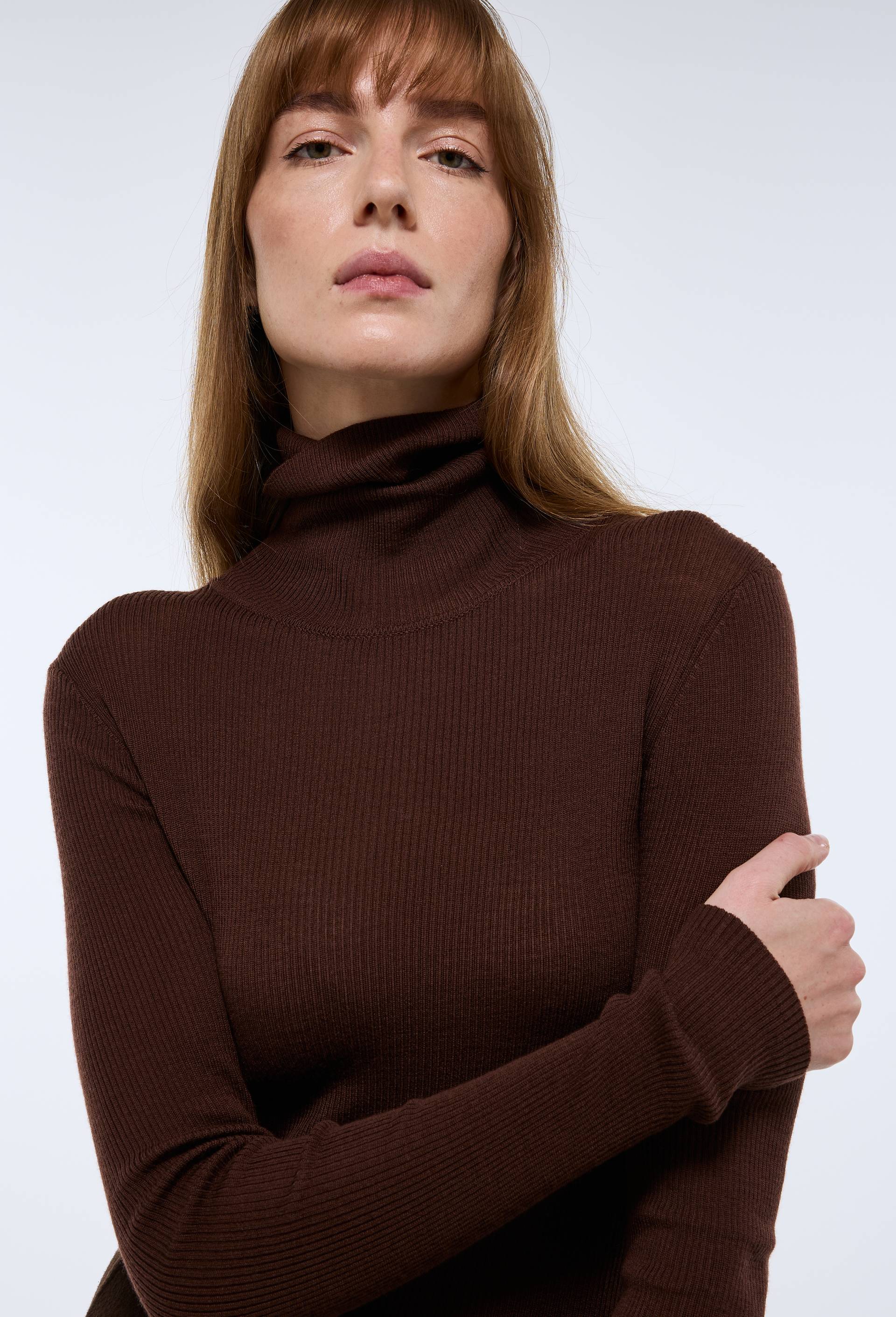 Pull col roulé à côtes uni en laine - MONOPRIX - Modalova