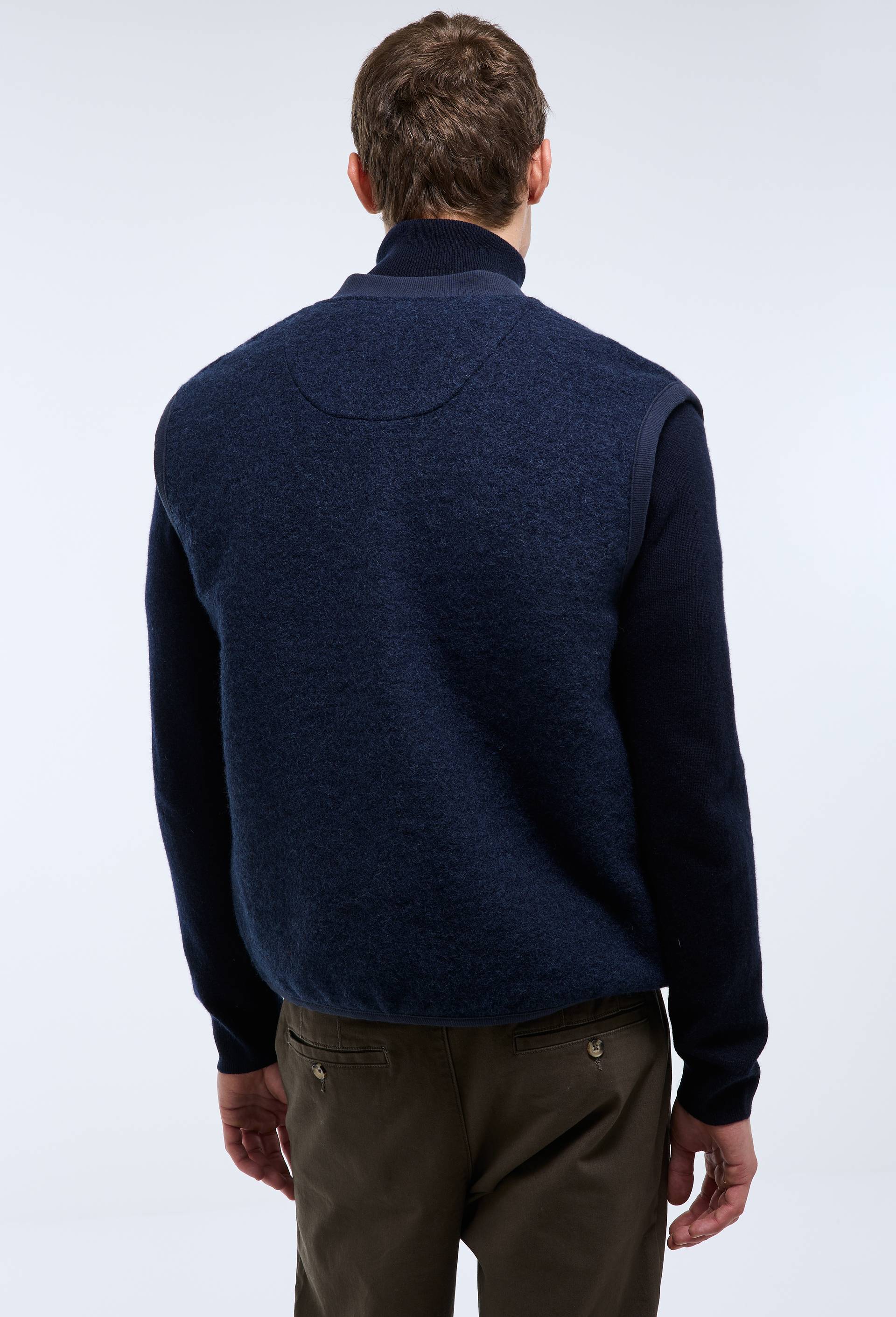 Veste sans manches zipp&eacute;e en m&eacute;lange laine, Bleu fonc&eacute;, large image number 2