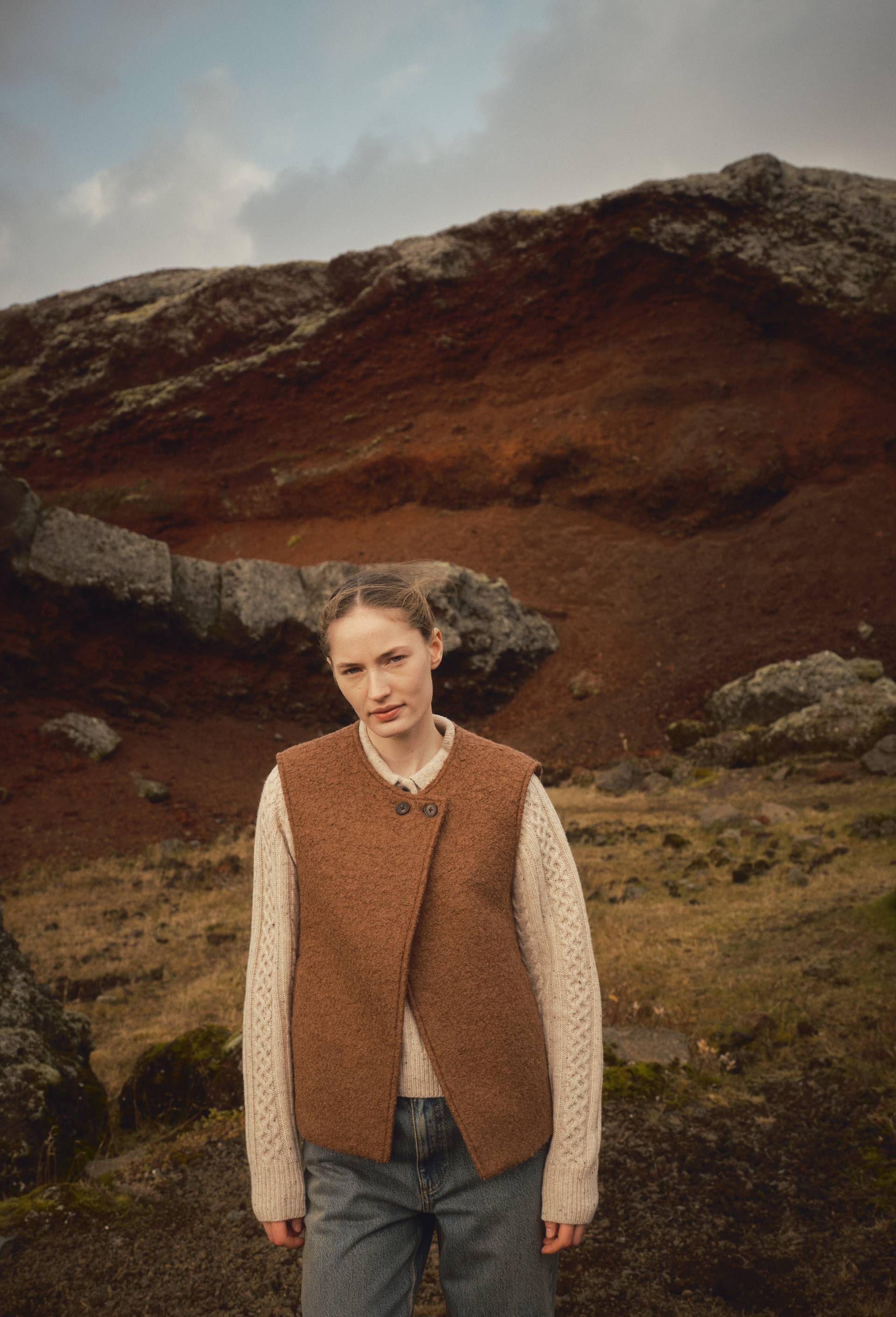 Veste sans manches contenant de la laine, Brun, large image number 0.0
