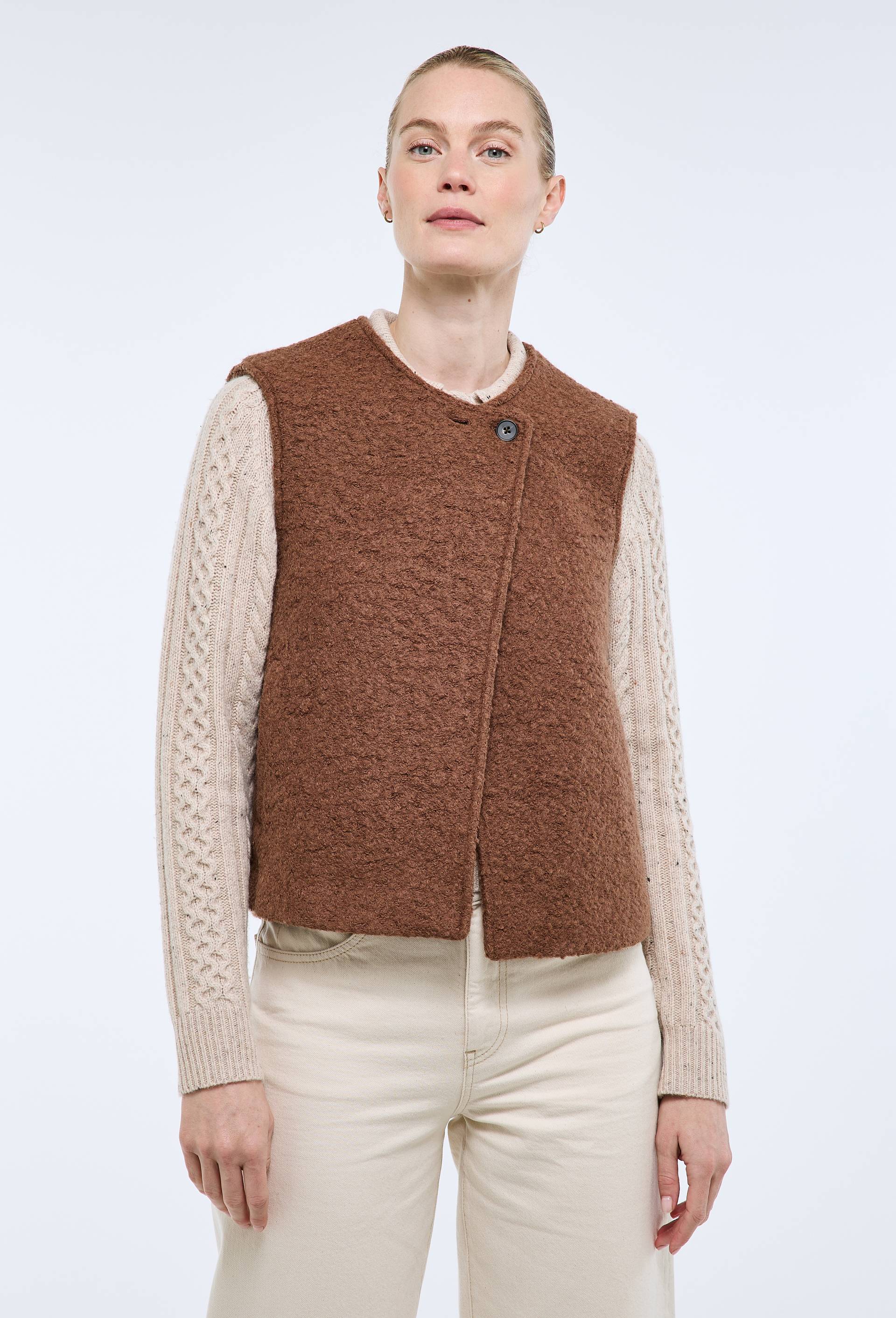 Veste sans manches contenant de la laine, Brun, large image number 1.0