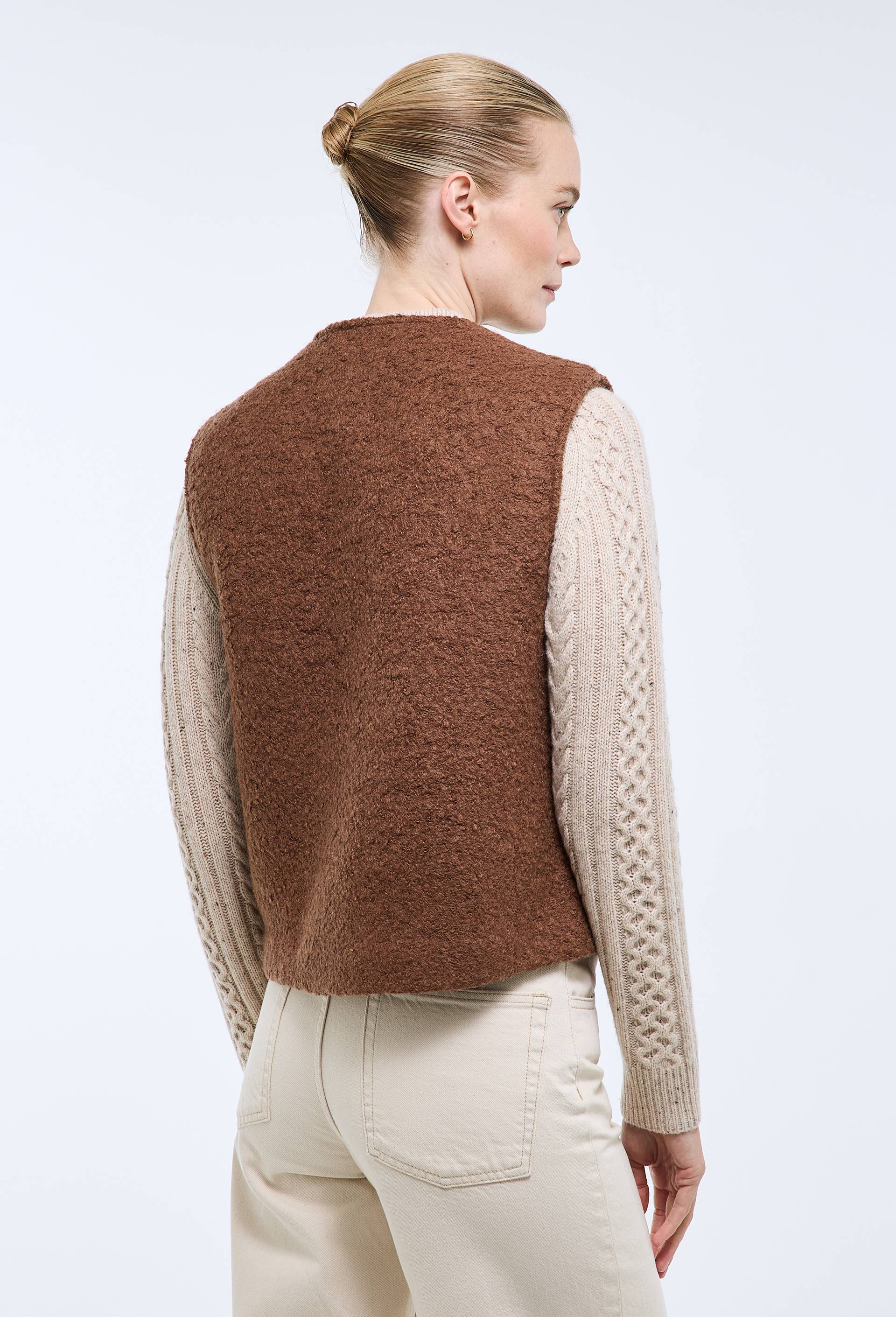 Veste sans manches contenant de la laine, Brun, large image number 2.0