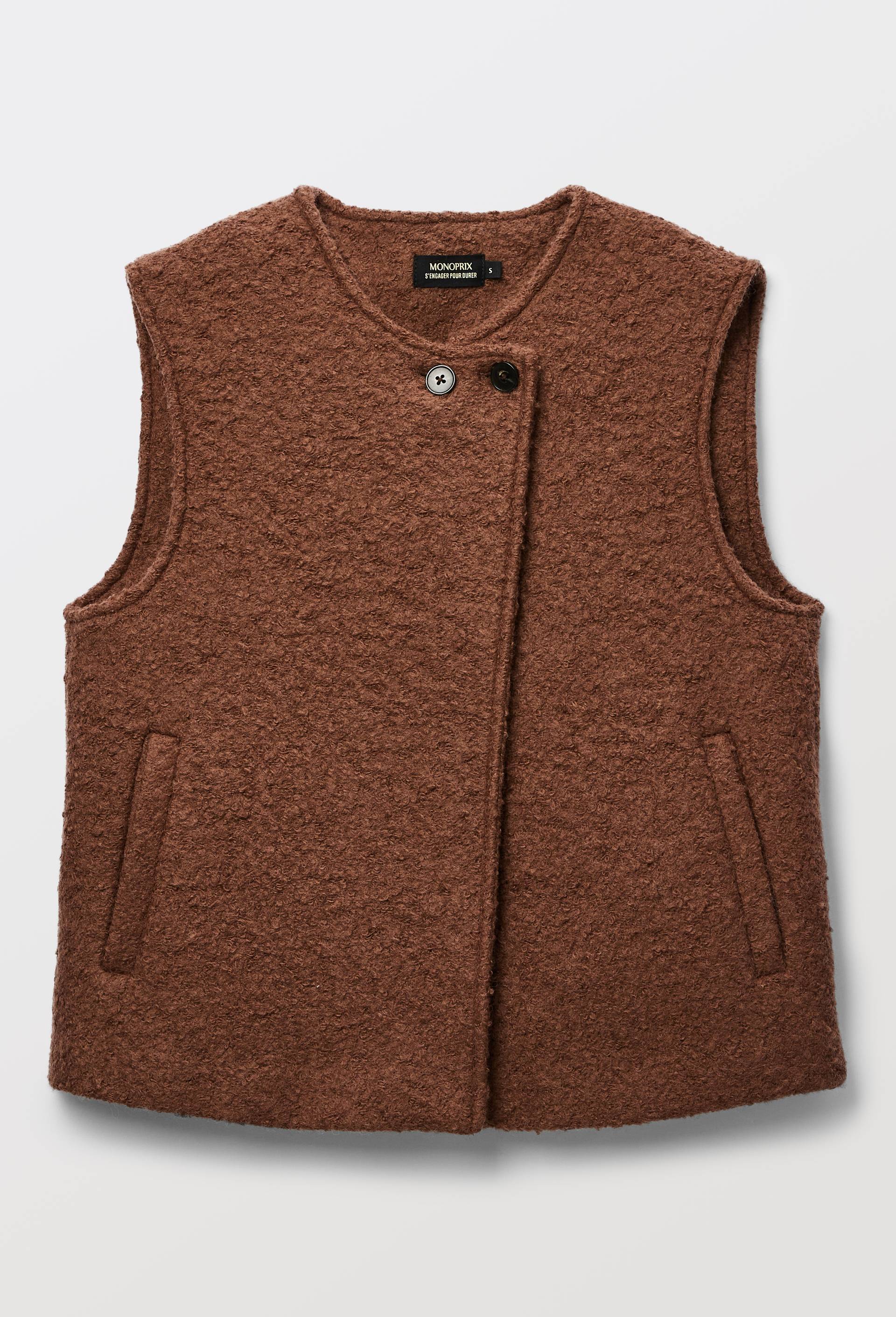 Veste sans manches contenant de la laine, Brun, large image number 3.0