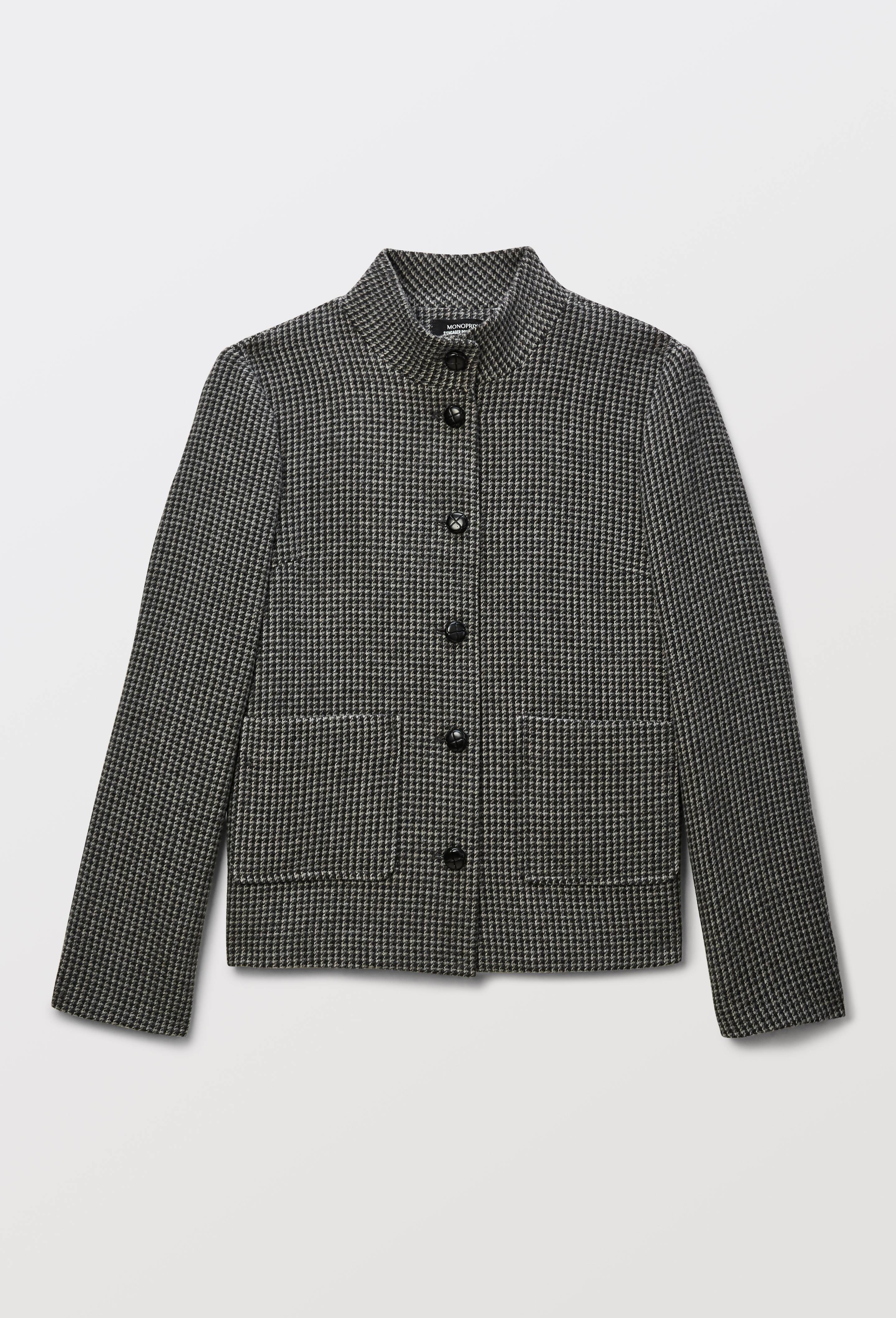 Veste courte &agrave; motifs col montant, Gris fonc&eacute;, large image number 4.0