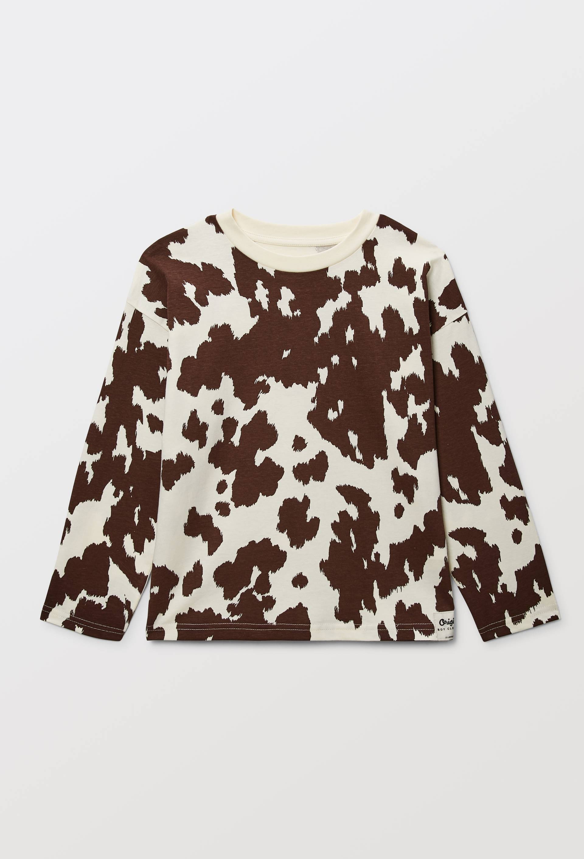 T-shirt manches longues imprim&eacute; en coton BIO GOTS, Beige clair, large image number 1