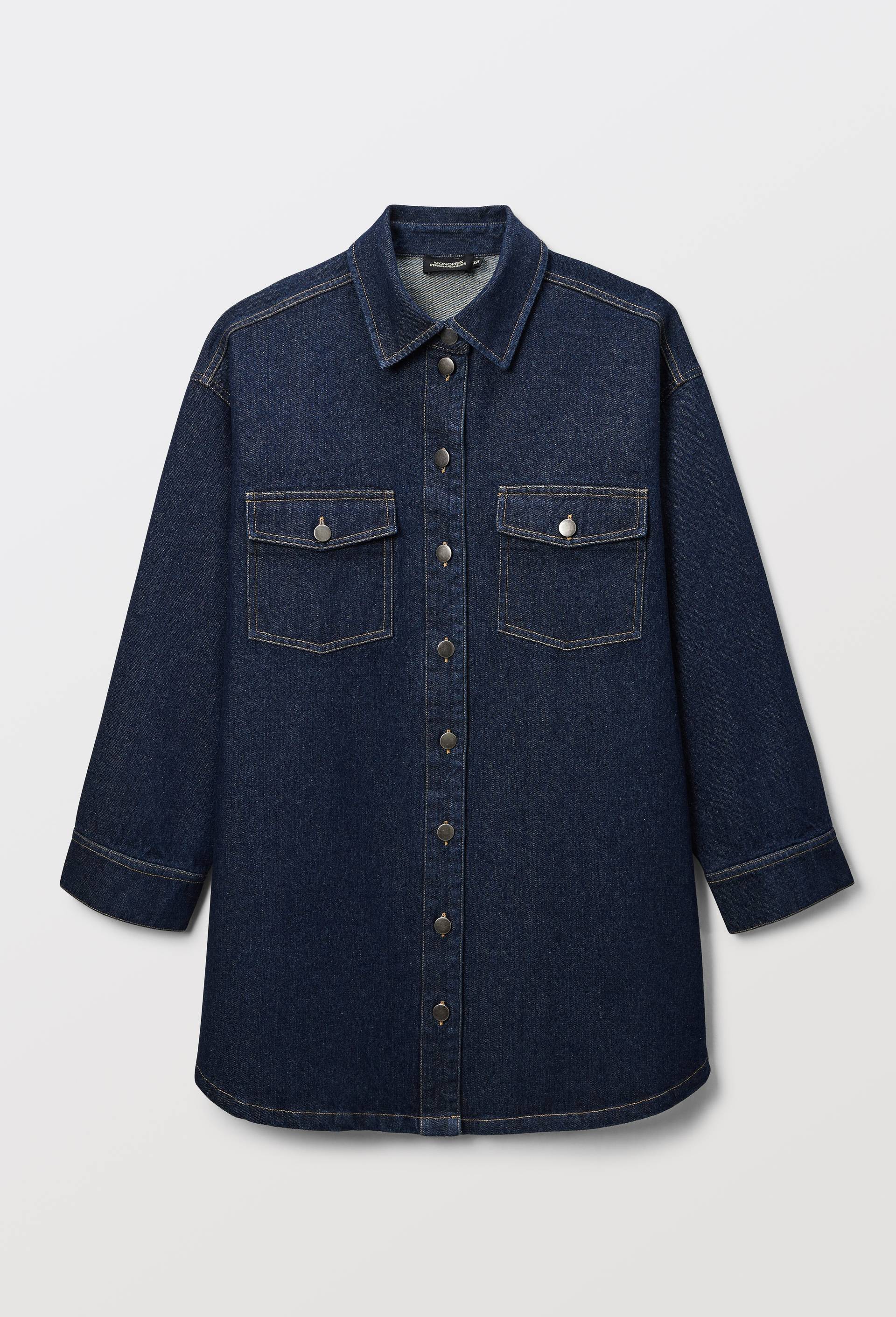 Robe chemise courte denim en coton BIO GOTS, Bleu fonc&eacute;, large image number 5