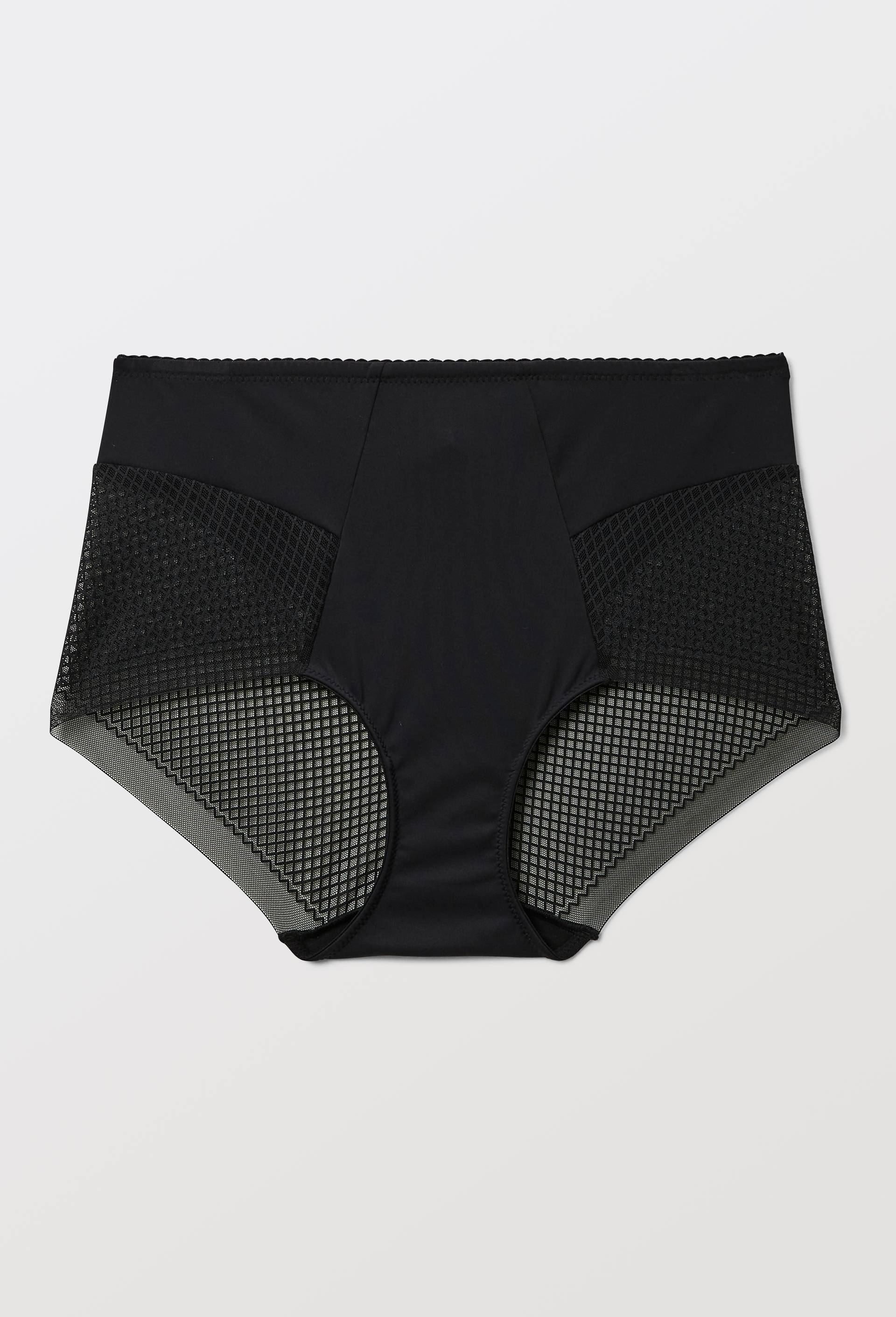 Culotte taille haute en microfibre et dentelle, Noir, large image number 2