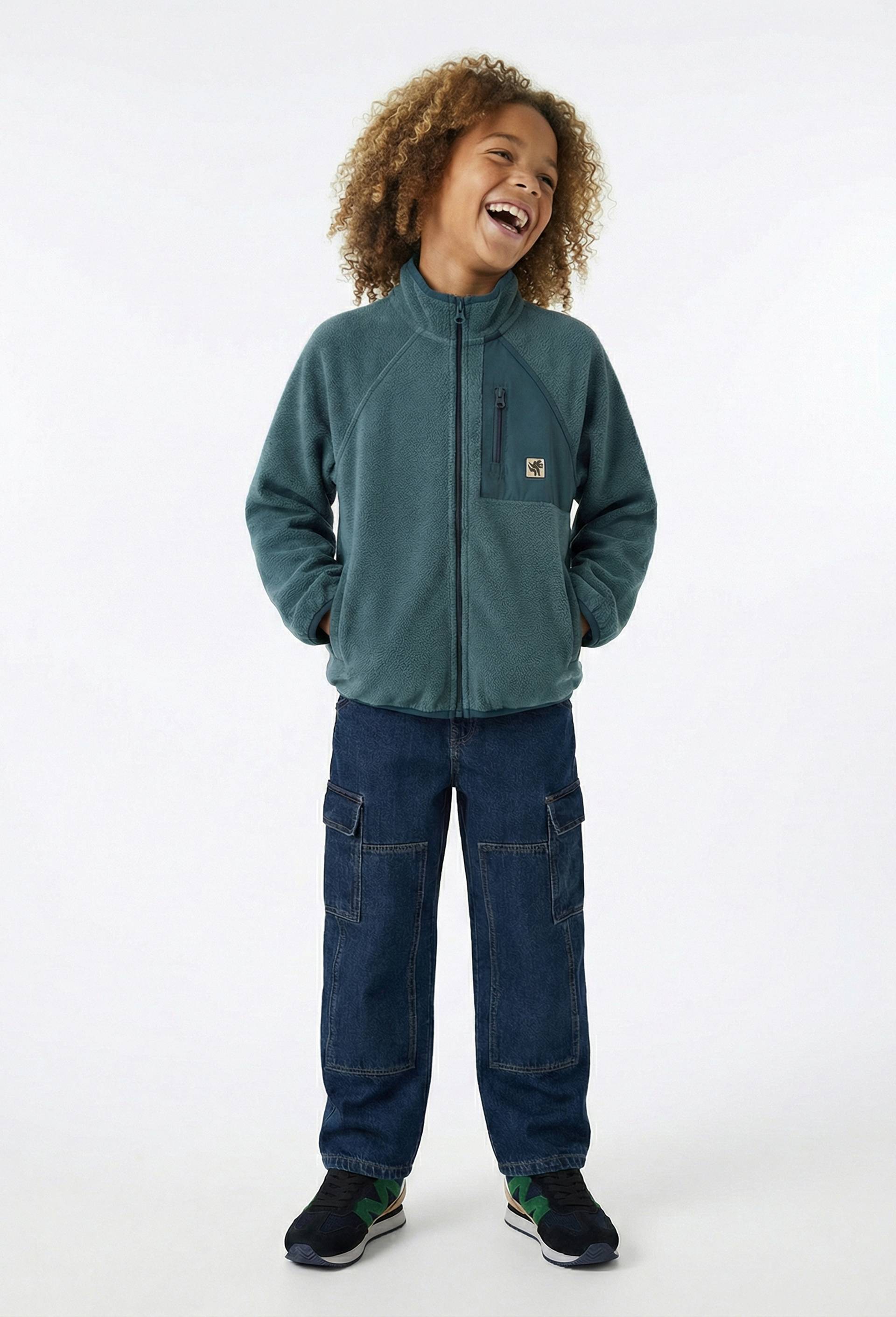 Jean cargo taille &eacute;lastiqu&eacute;e contenant du coton, Bleu fonc&eacute;, large image number 1