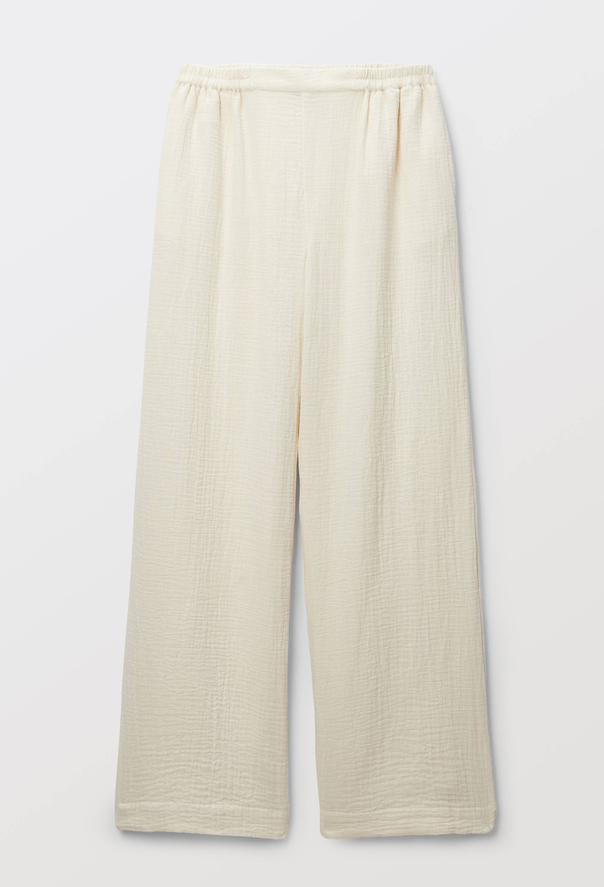 Pantalon uni en gaze de coton bio GOTS, Ecru, large image number 2