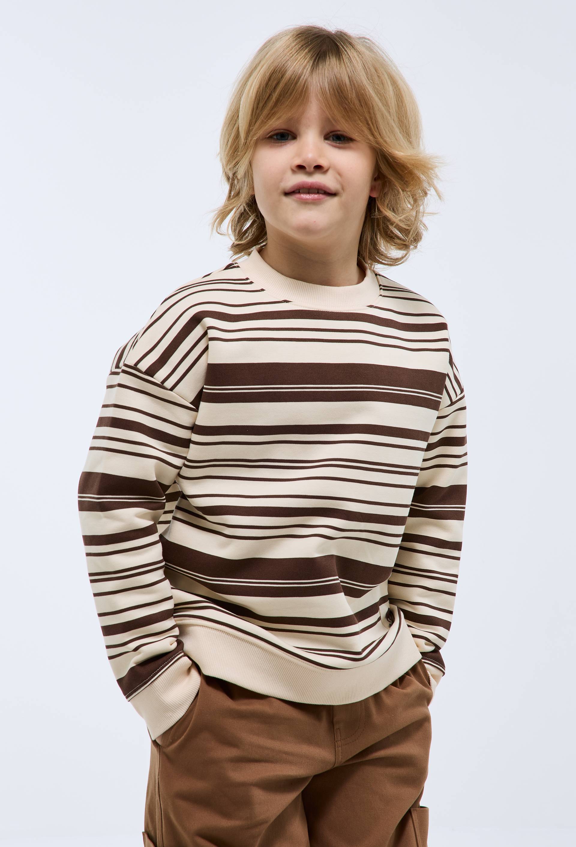 Sweat imprim&eacute; en coton BIO GOTS, Brun fonc&eacute;, large image number 1