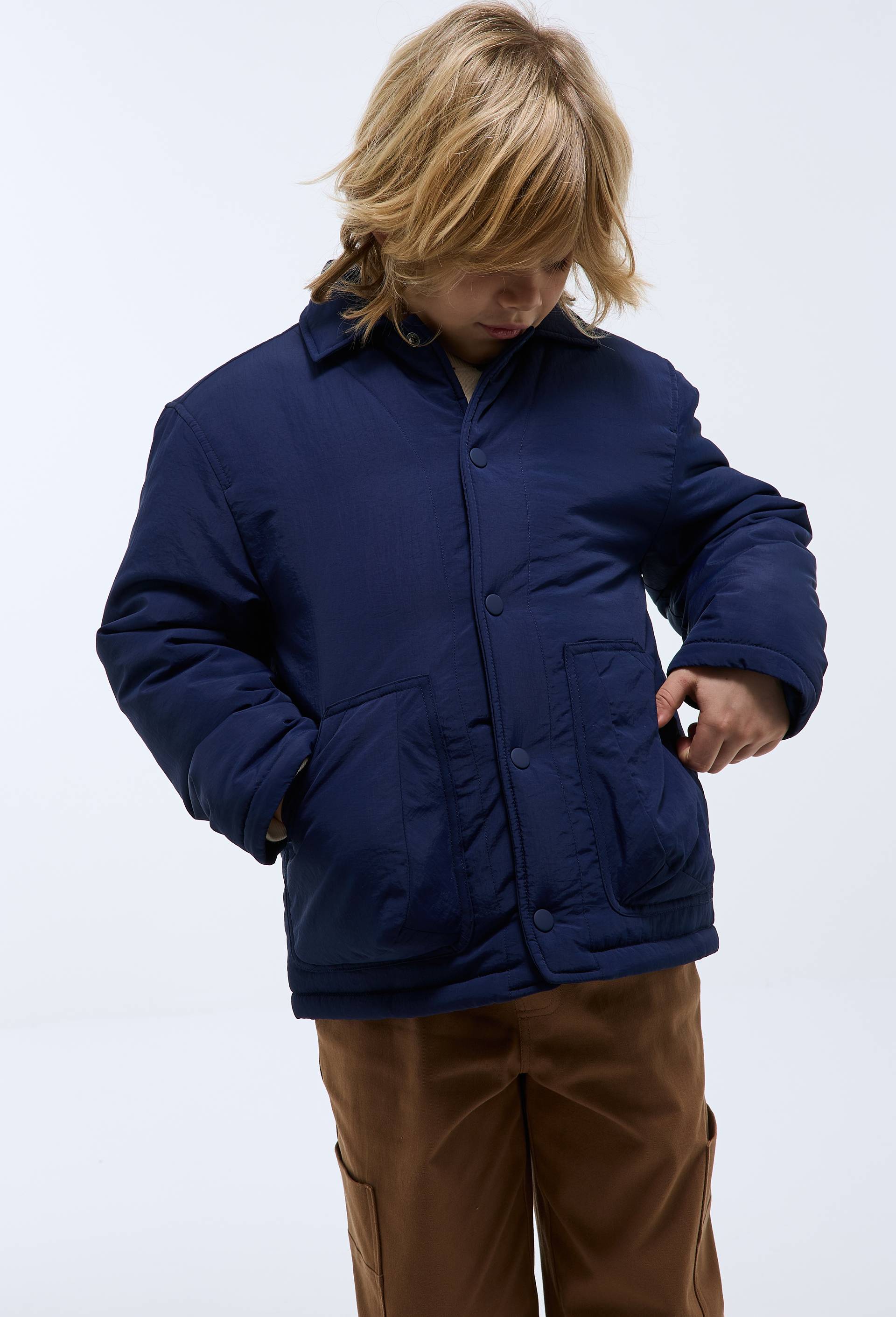 Veste doubl&eacute;e sherpa, Bleu fonc&eacute;, large image number 1