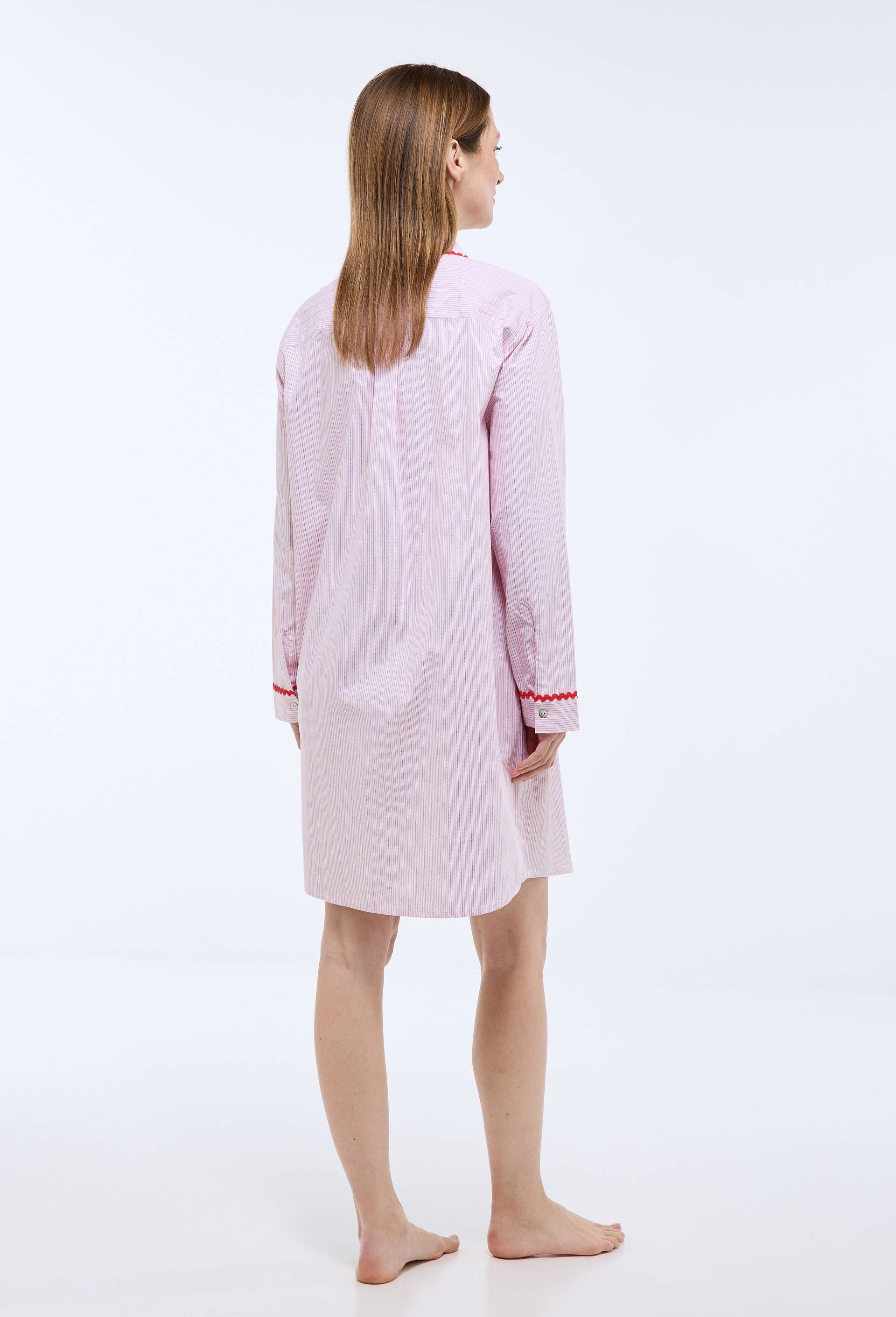 Chemise de nuit ray&eacute;e en voile de coton BIO, Rose, large image number 2