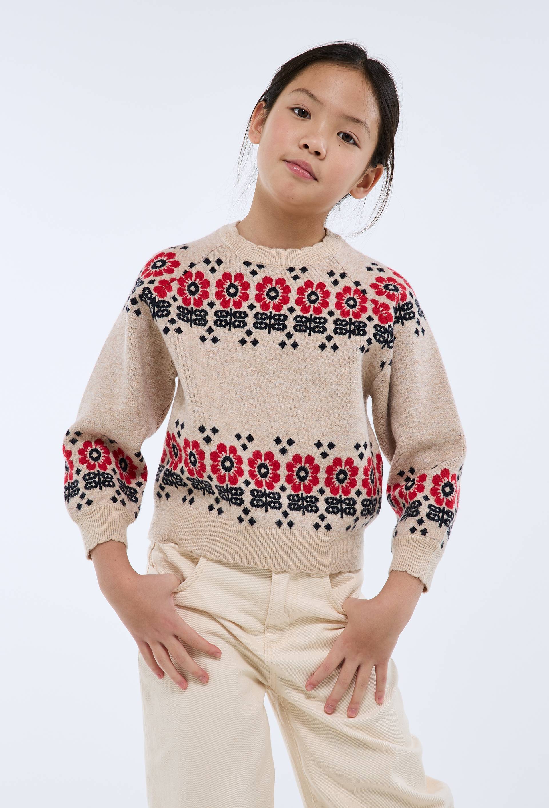 Pull jacquard contenant de la laine, Beige clair, large image number 1