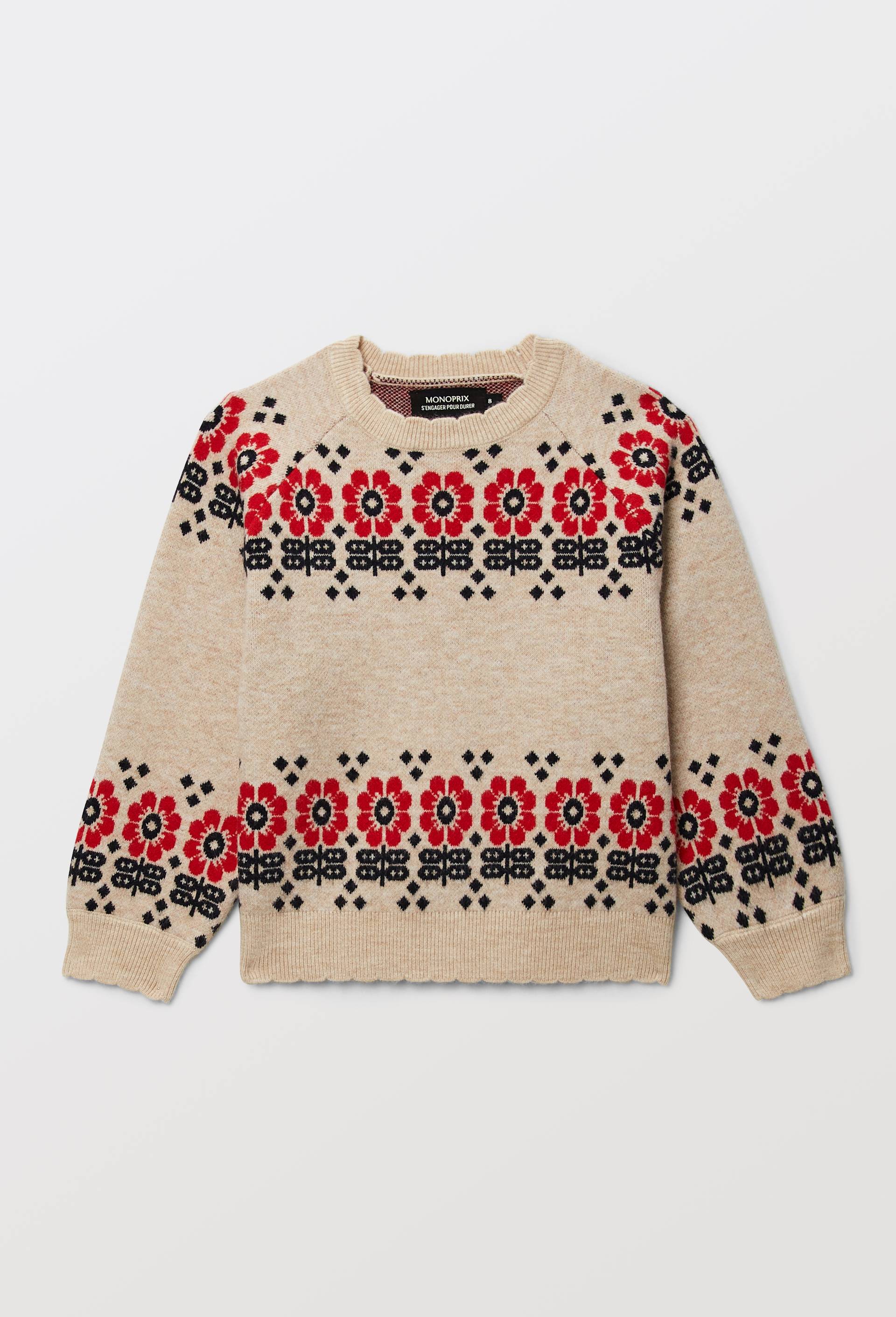 Pull jacquard contenant de la laine, Beige clair, large image number 3.0