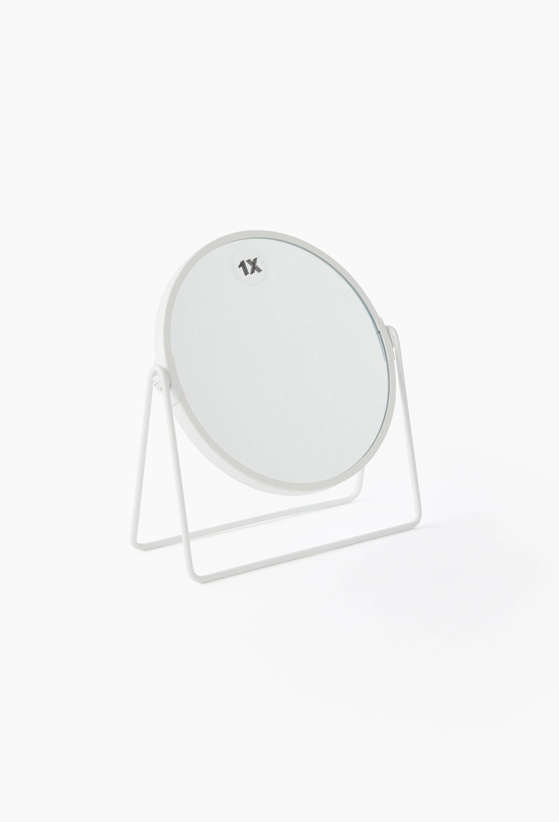 Miroir grossissant x5 sur pied, m&eacute;tal, Blanc, large image number 0