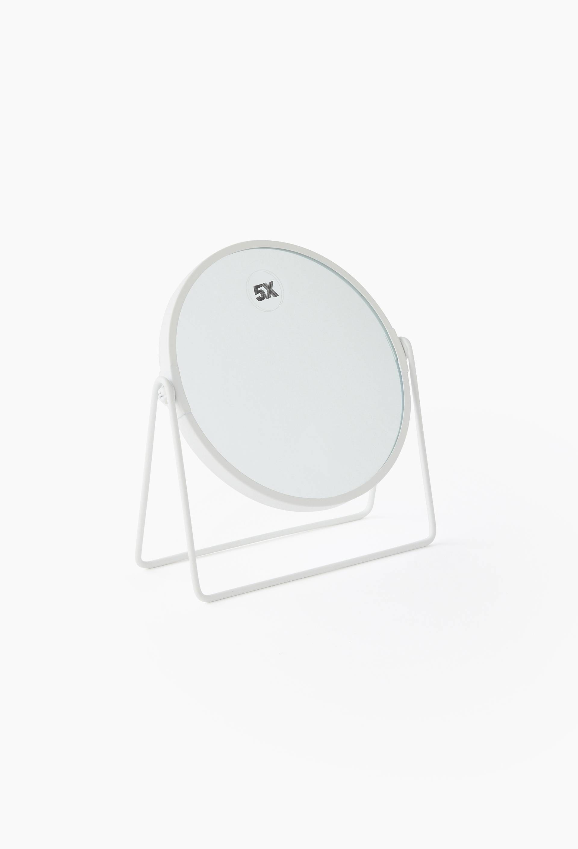 Miroir grossissant x5 sur pied, m&eacute;tal, Blanc, large image number 1.0