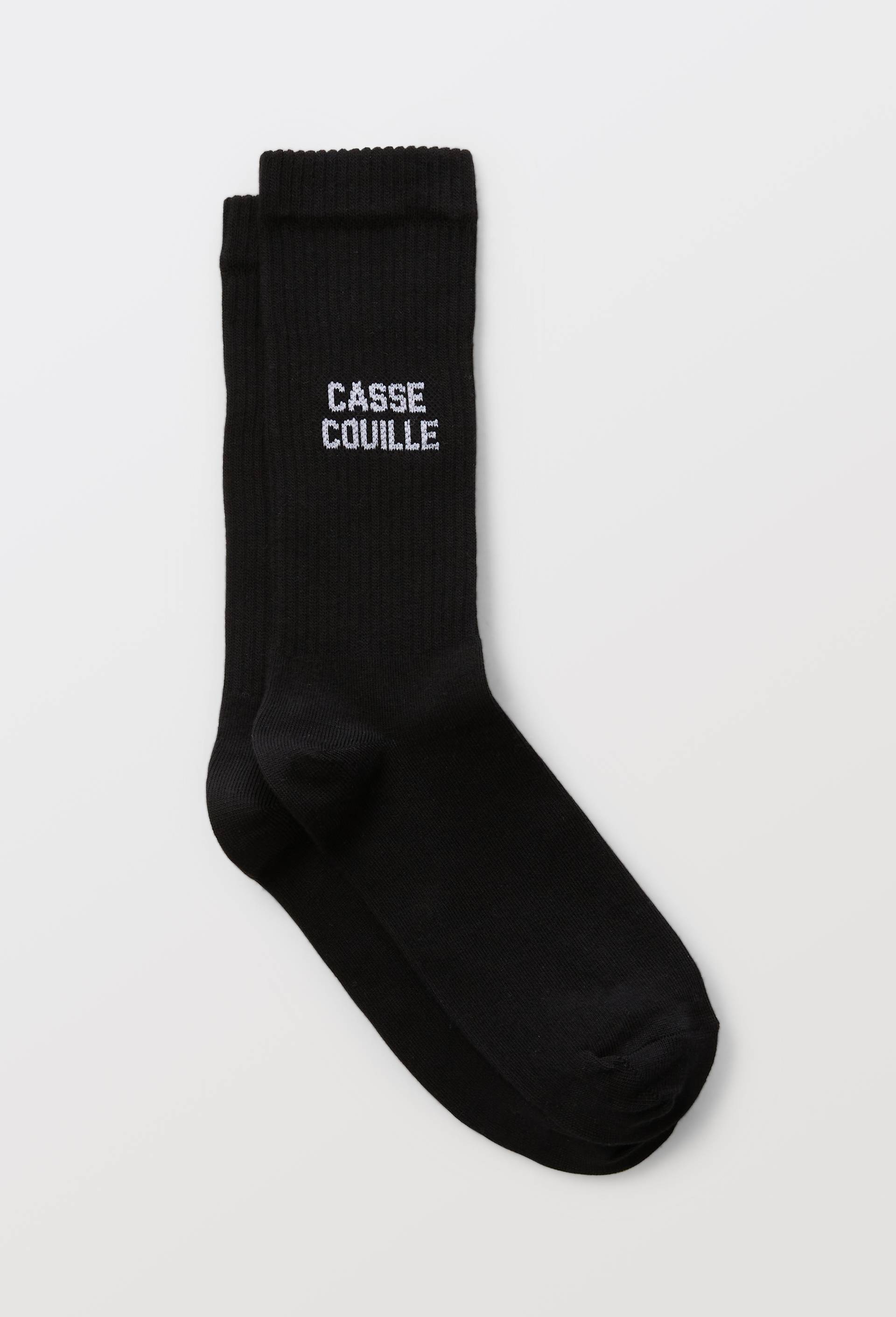 Chaussettes en coton &agrave; texte "Casse couille", Noir, large image number 0