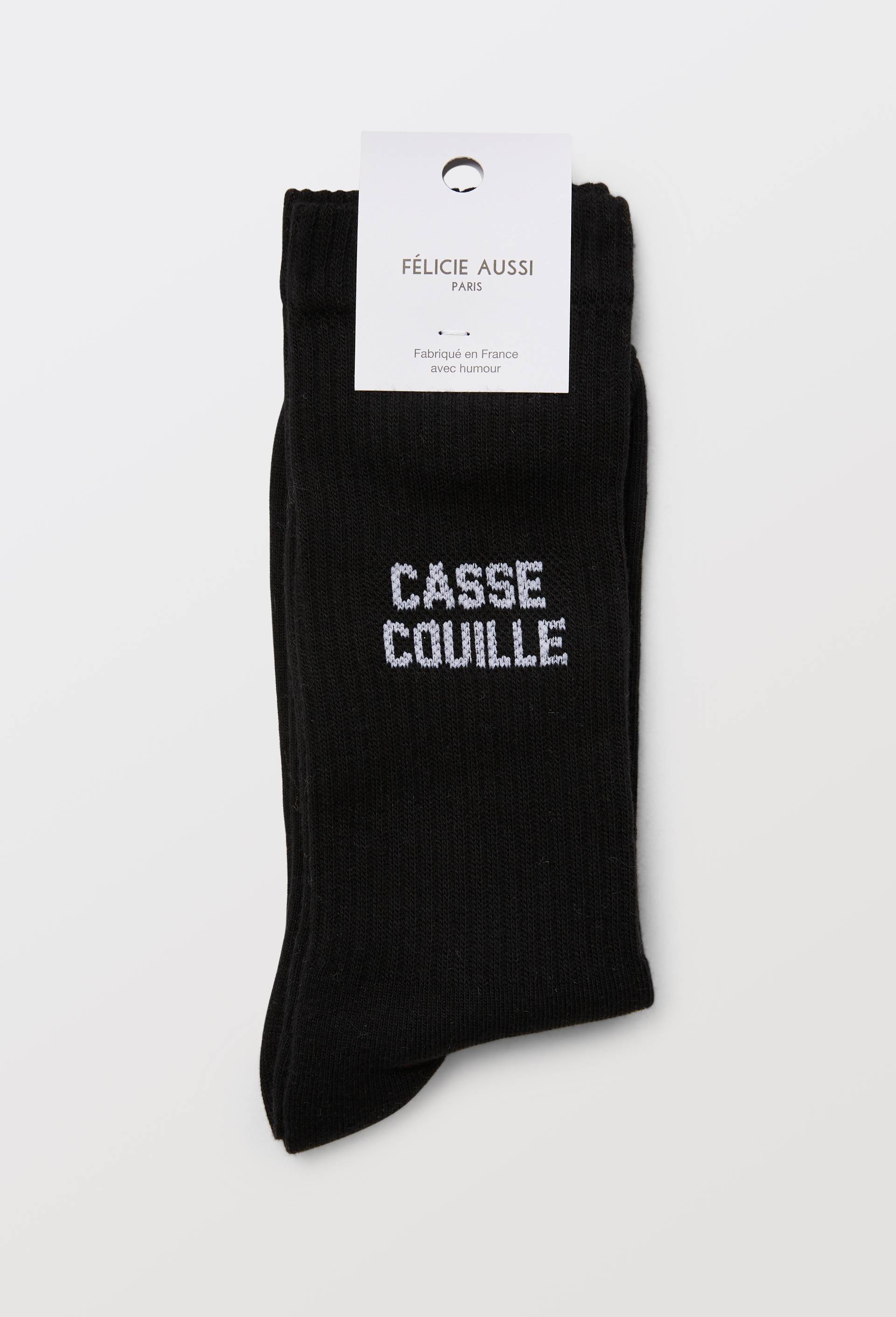 Chaussettes en coton &agrave; texte "Casse couille", Noir, large image number 2