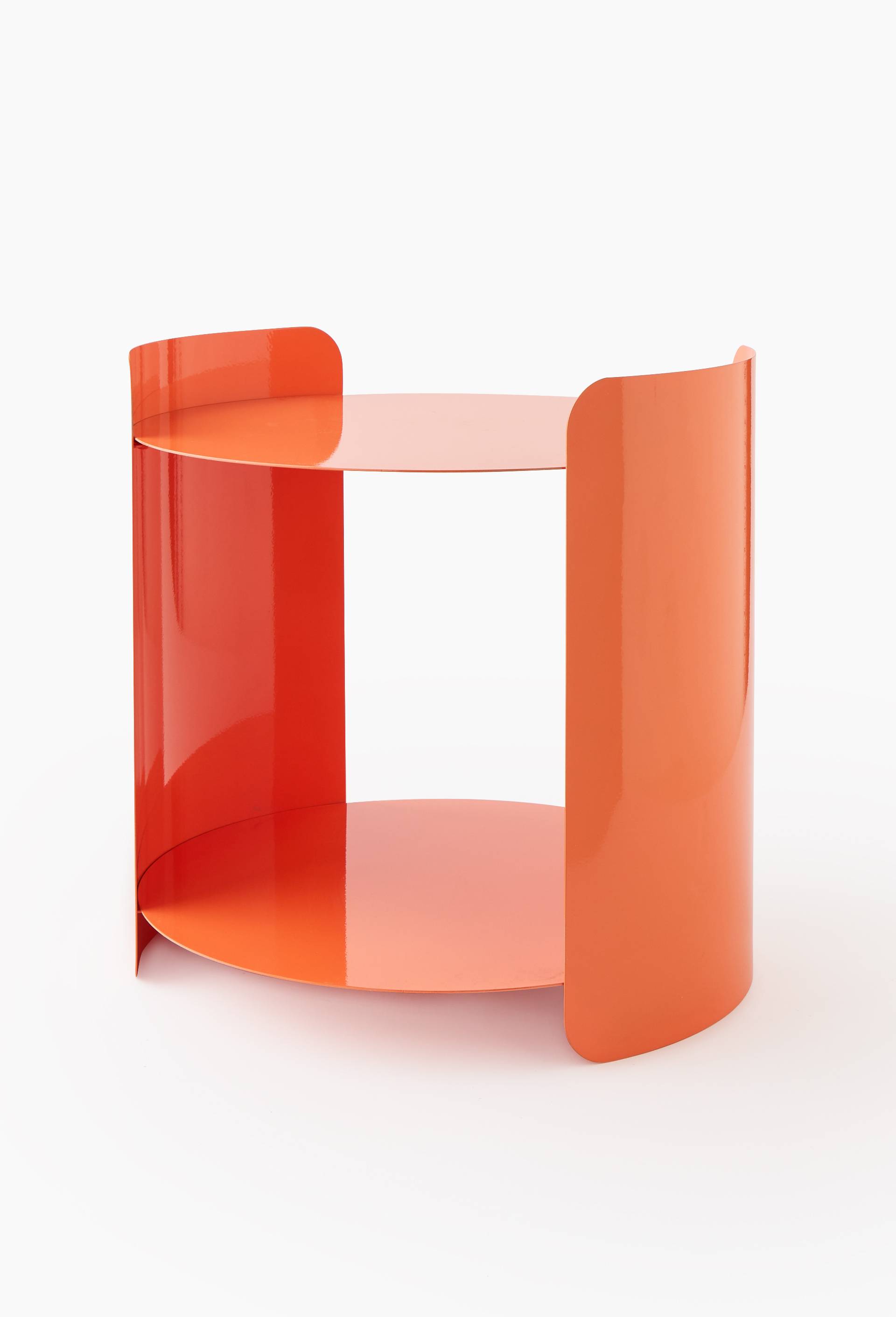 Table ronde fine, 40xH40cm, en m&eacute;tal, Orange, swatch image