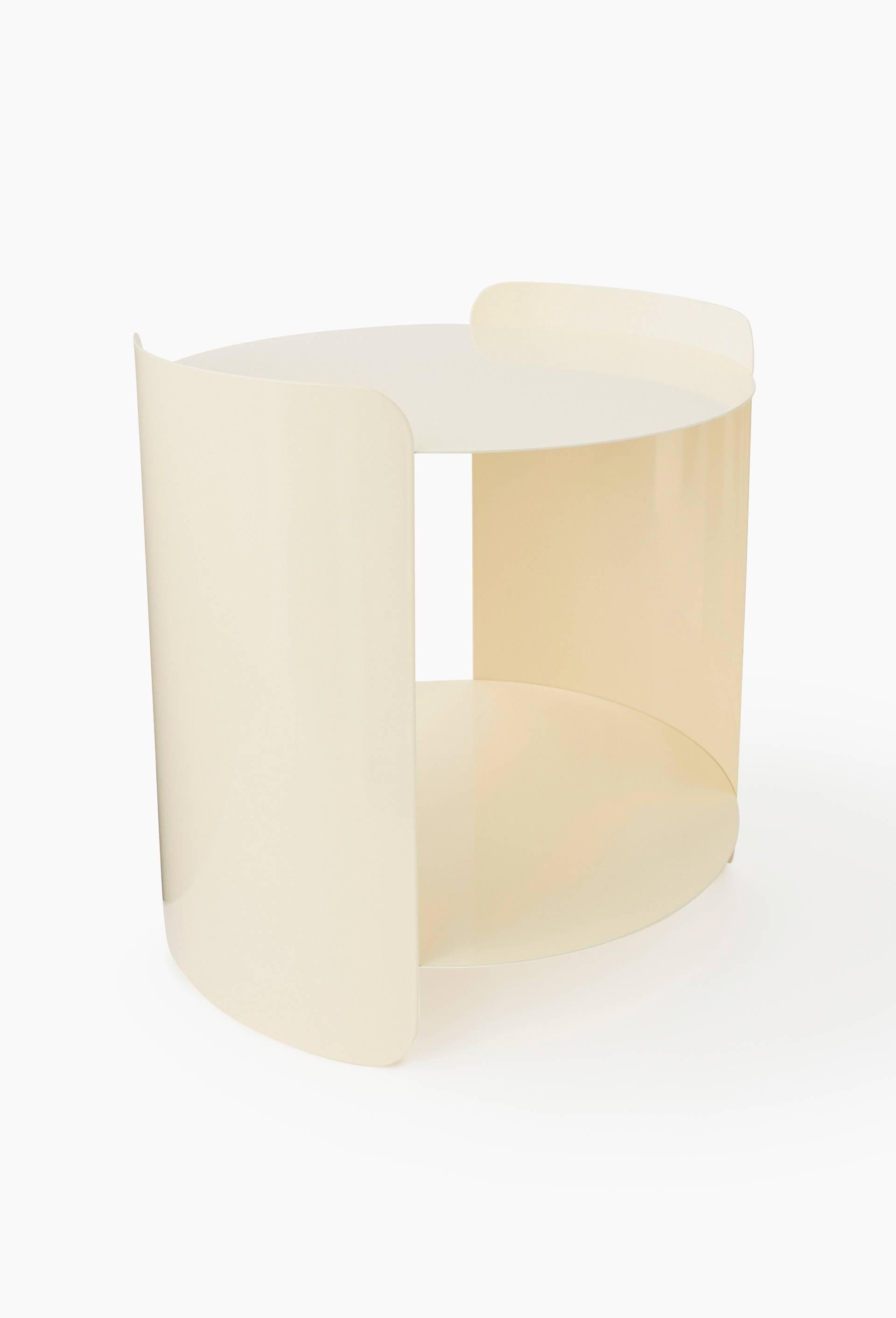 Table ronde fine, 40xH40cm, en m&eacute;tal, Ecru, large image number 0