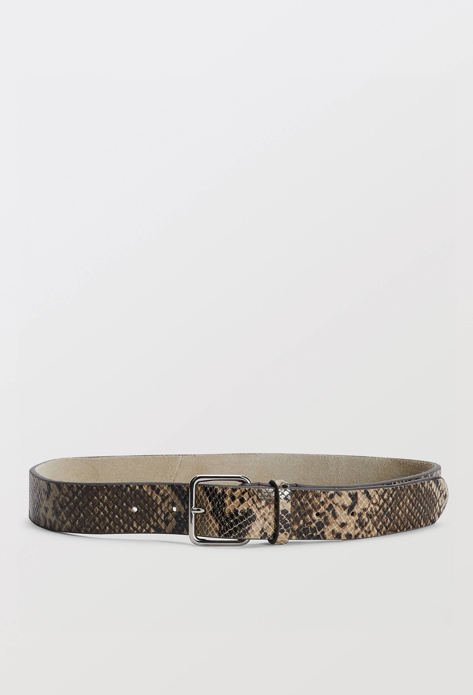 Ceinture en cuir 3,5cm fa&ccedil;on serpent, Ecru, large image number 0