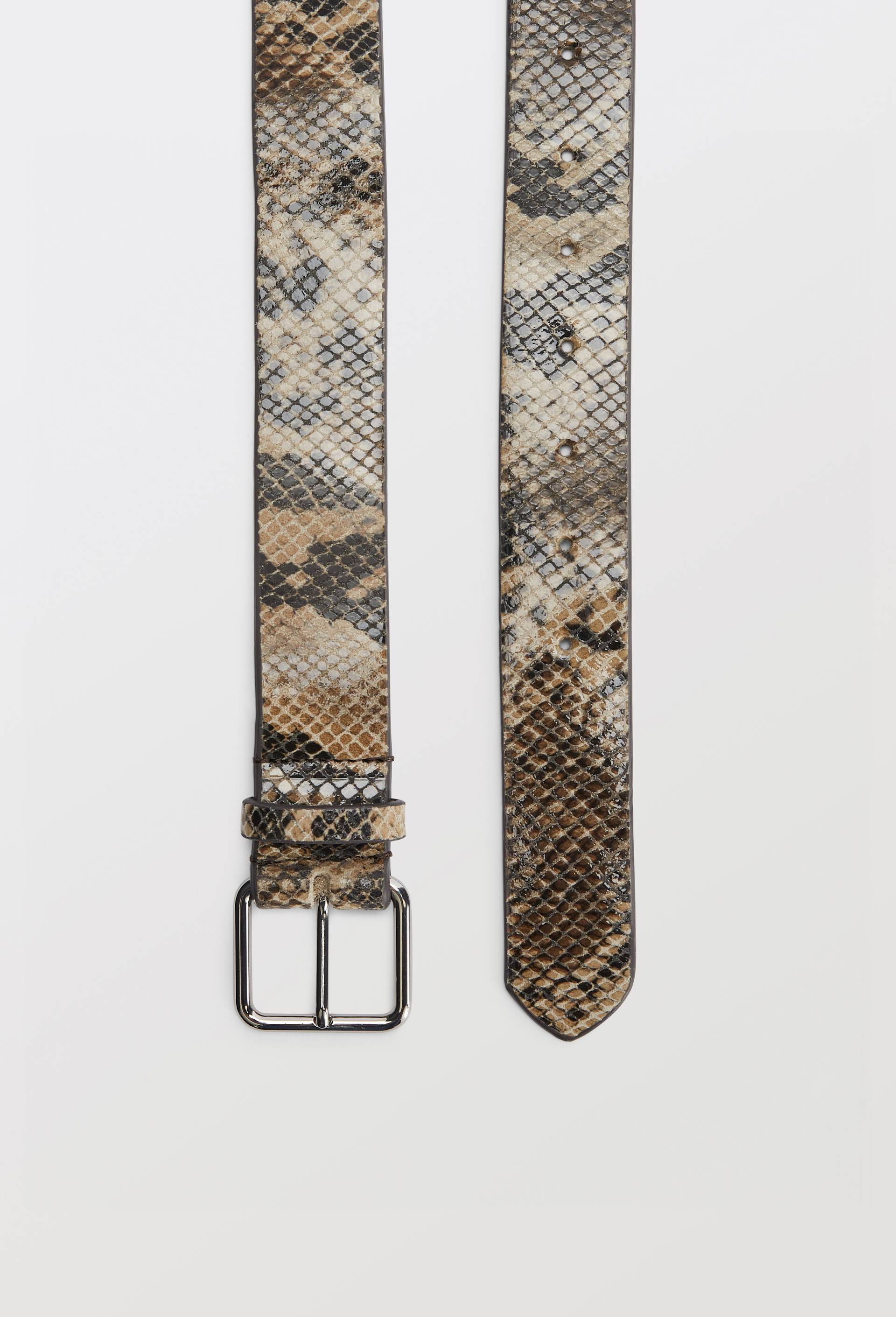 Ceinture en cuir 3,5cm fa&ccedil;on serpent, Ecru, large image number 1.0