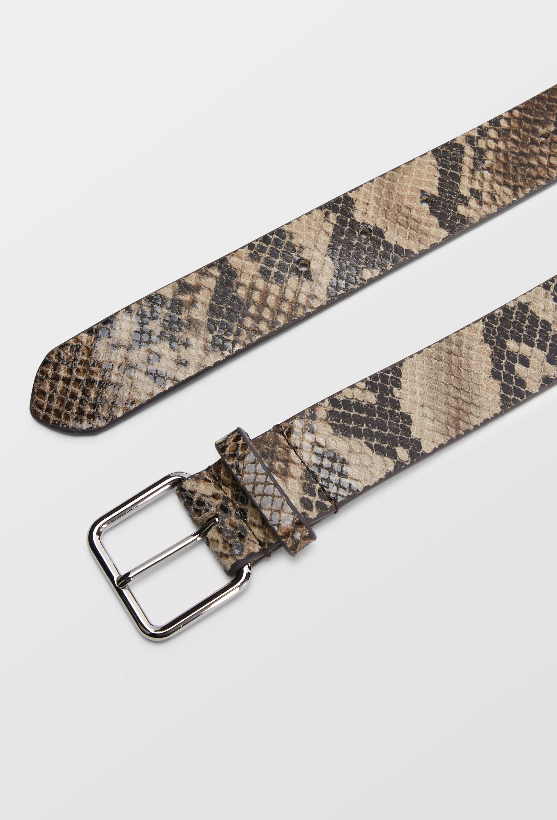 Ceinture en cuir 3,5cm fa&ccedil;on serpent, Ecru, large image number 2