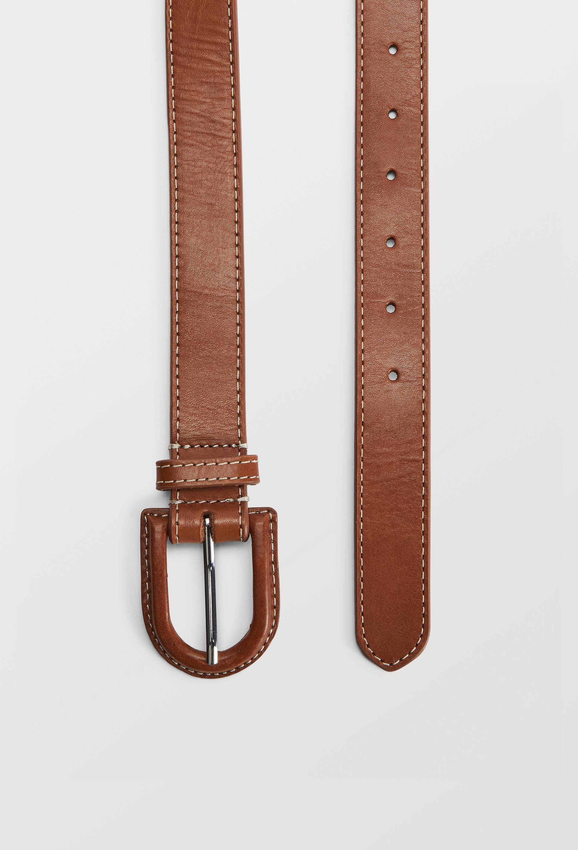 Ceinture 2,5cm en cuir avec boucle recouverte, Brun clair, large image number 1.0