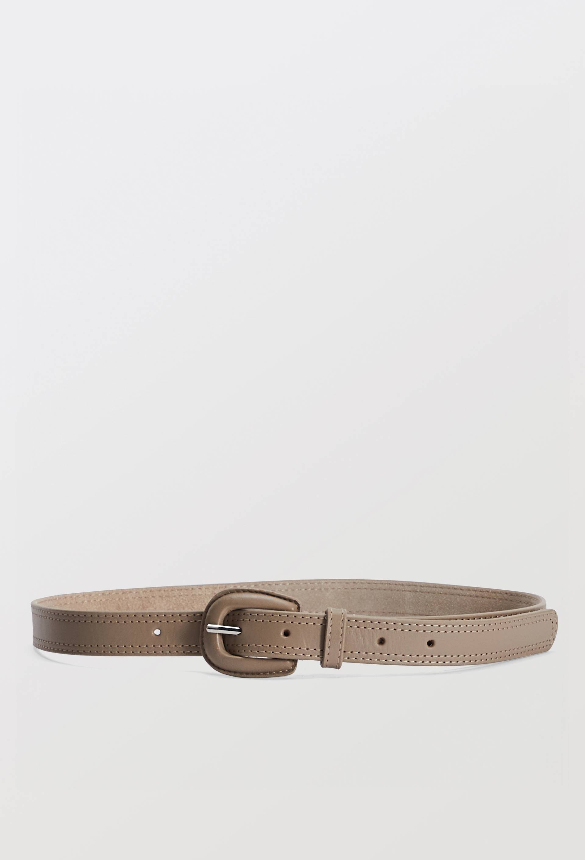 Ceinture 2,5cm en cuir avec boucle recouverte, Beige, large image number 0.0