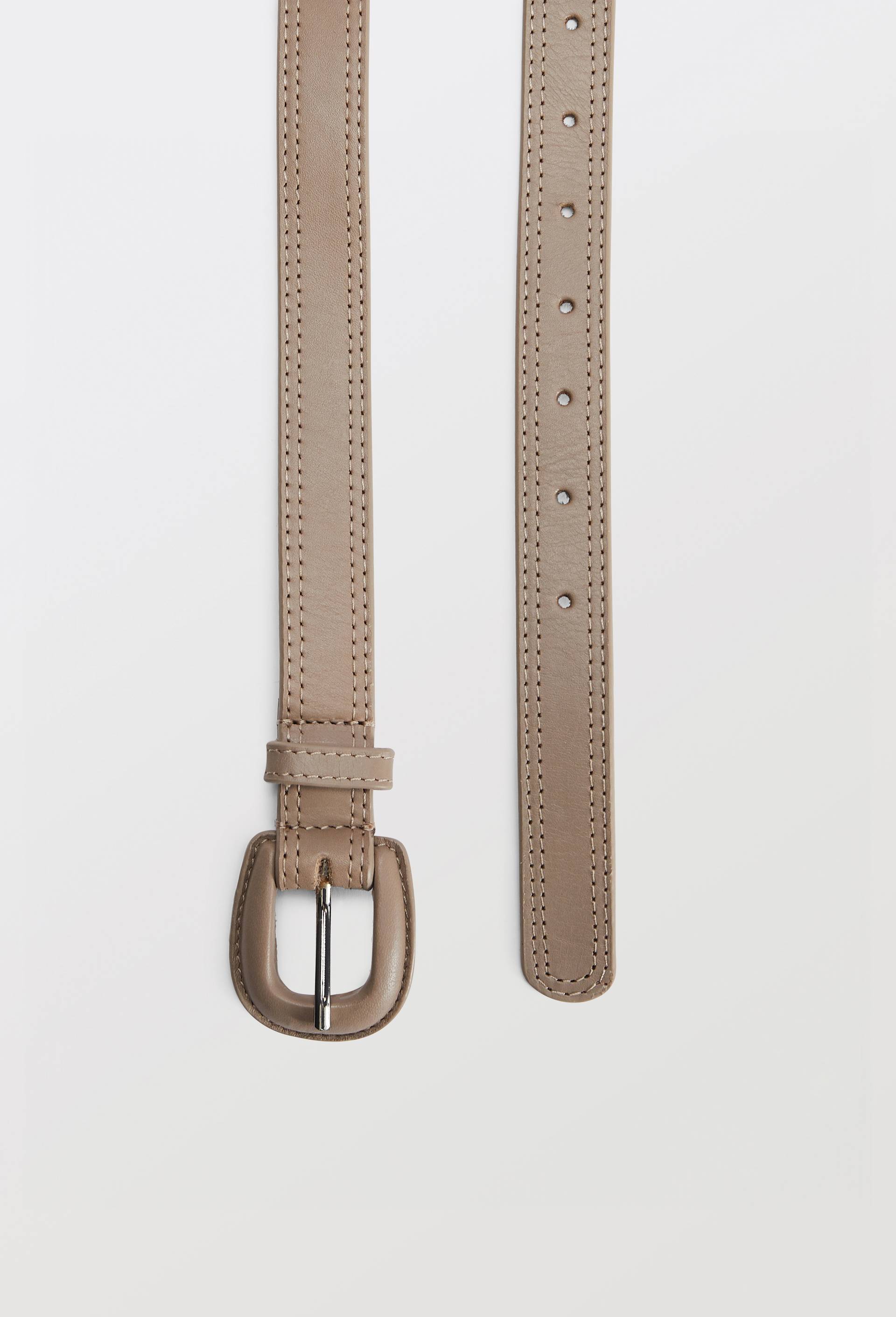 Ceinture 2,5cm en cuir avec boucle recouverte, Beige, large image number 1.0