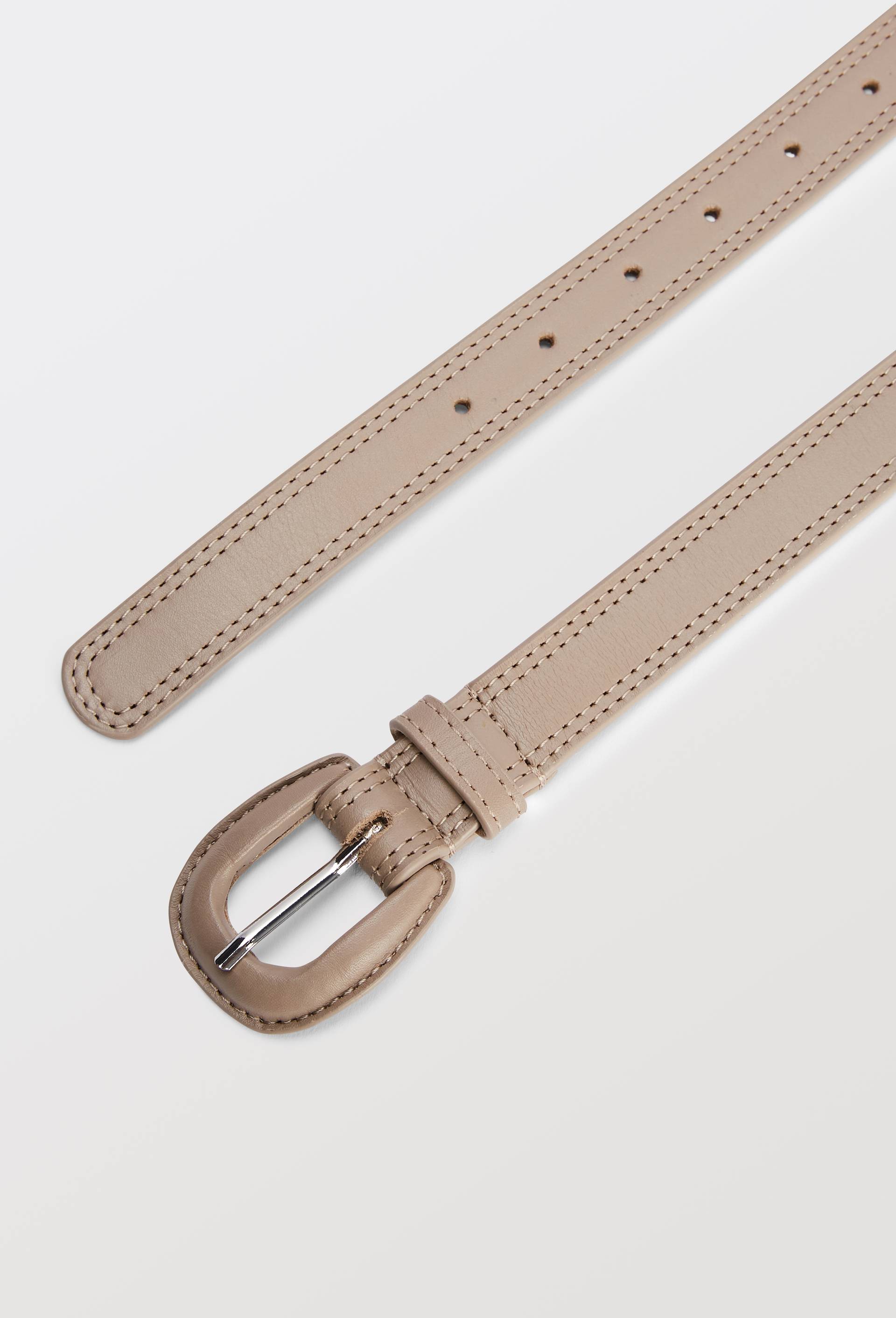 Ceinture 2,5cm en cuir avec boucle recouverte, Beige, large image number 2.0
