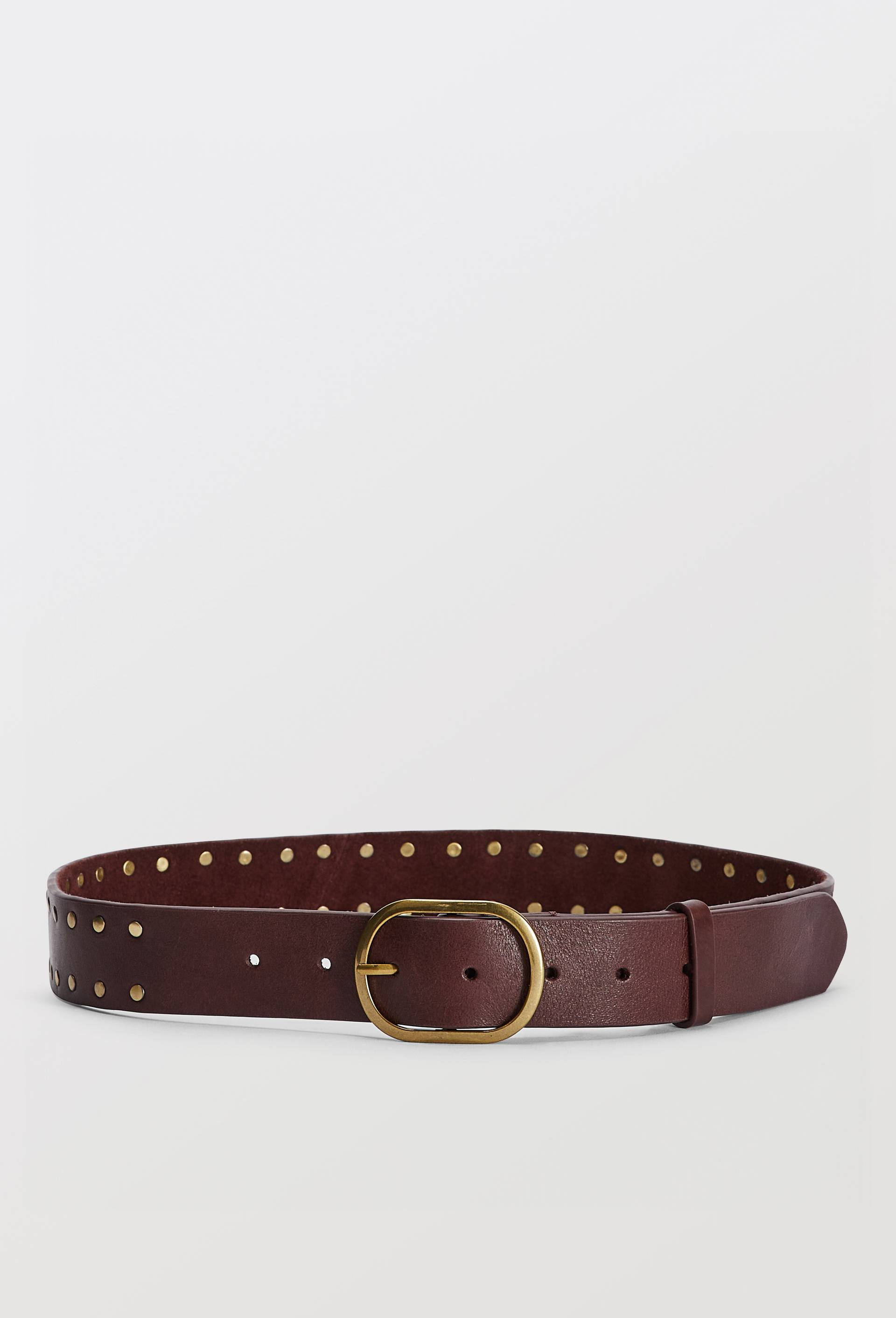 Ceinture &agrave; clous 3,5cm en cuir, Rouge fonc&eacute;, large image number 0