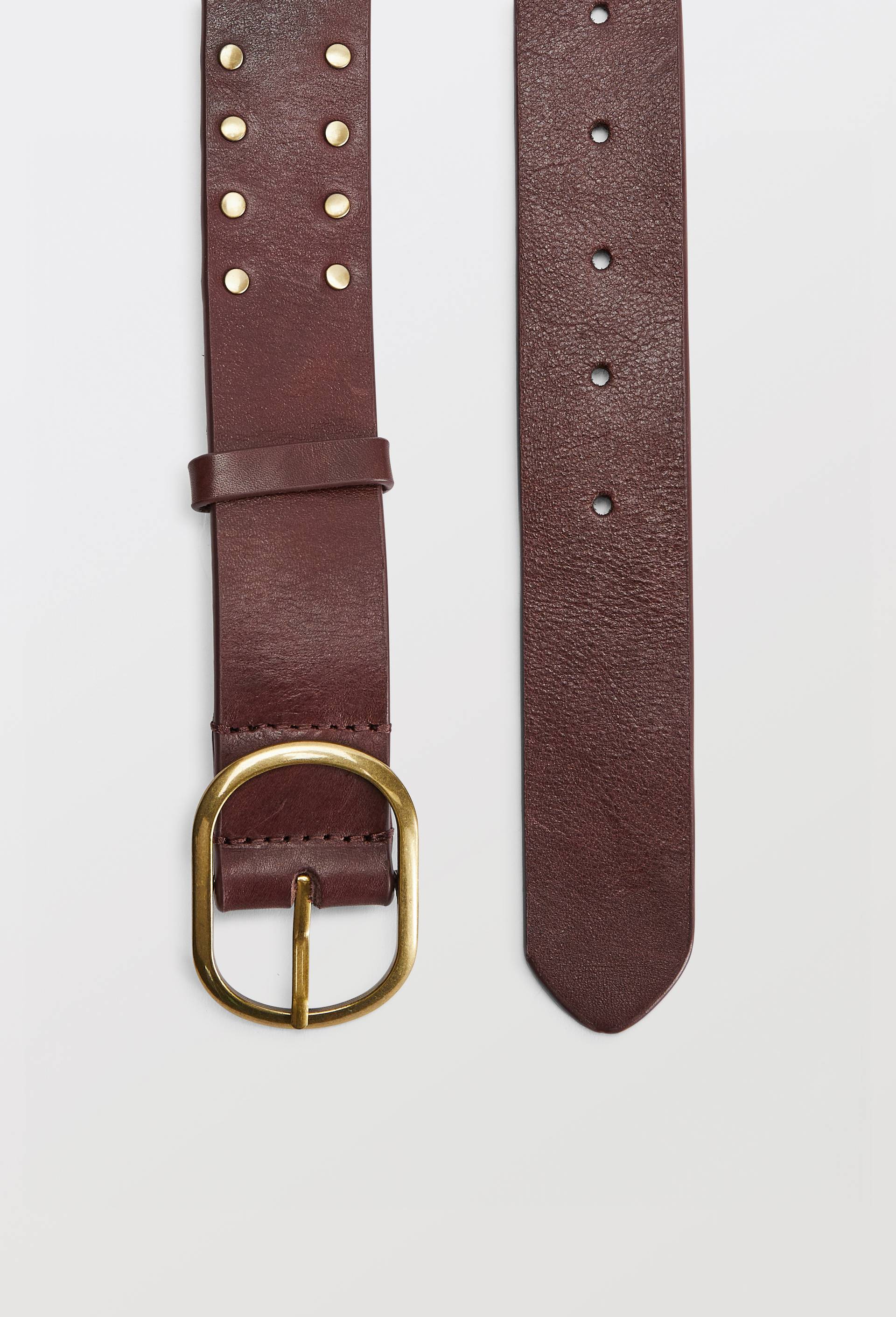 Ceinture &agrave; clous 3,5cm en cuir, Rouge fonc&eacute;, large image number 1.0