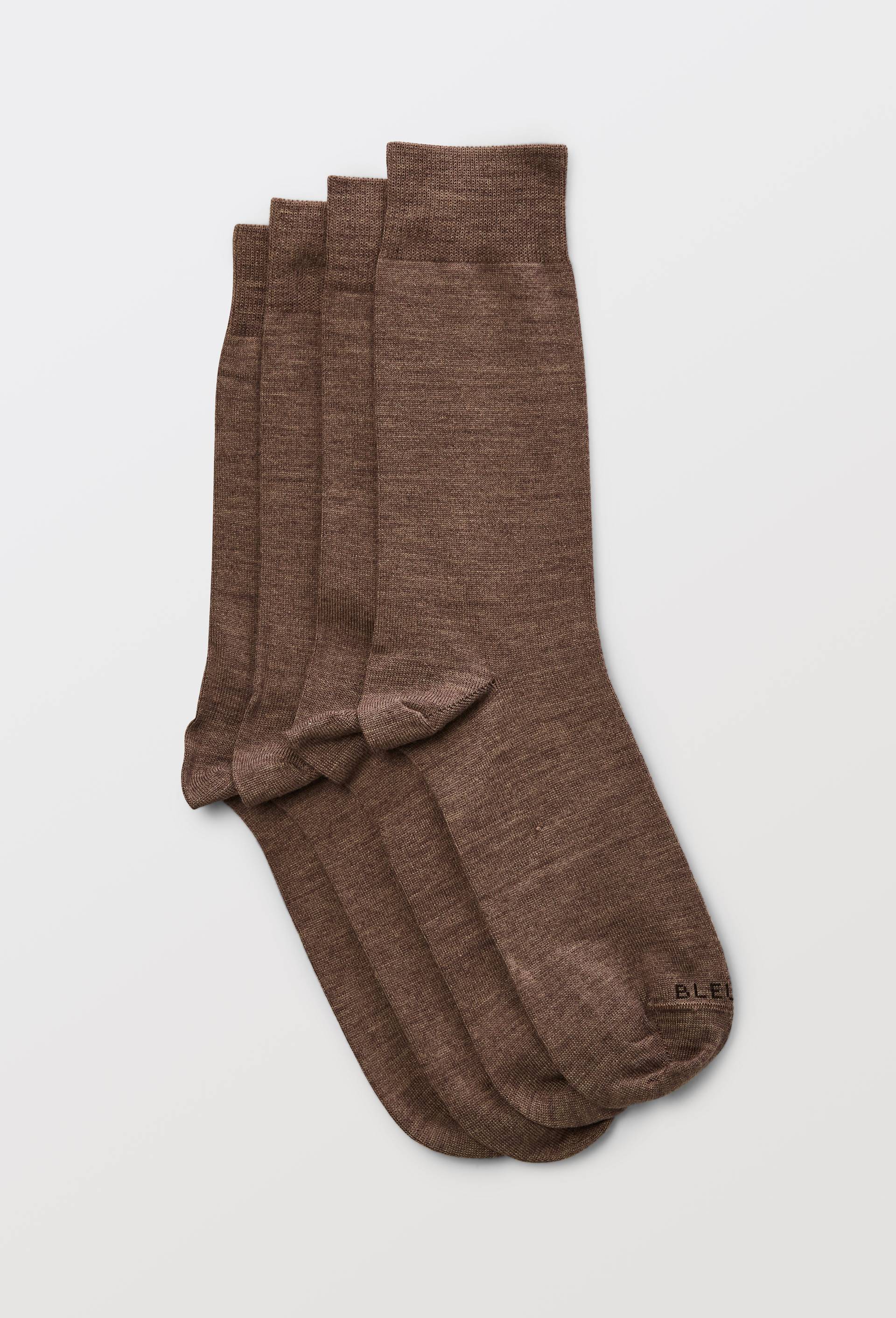 Lot de 2 paires de chaussettes en laine - Bleu For&ecirc;t, Brun, large image number 0.0