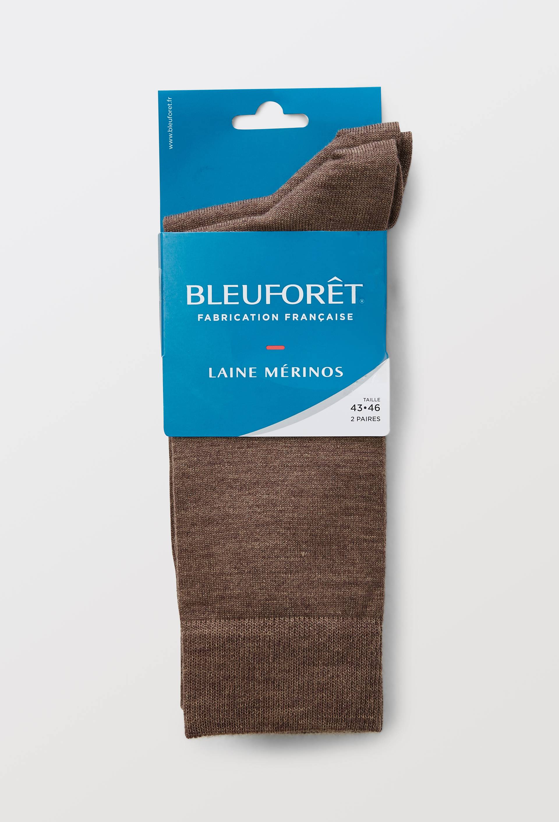 Lot de 2 paires de chaussettes en laine - Bleu For&ecirc;t, Brun, large image number 1