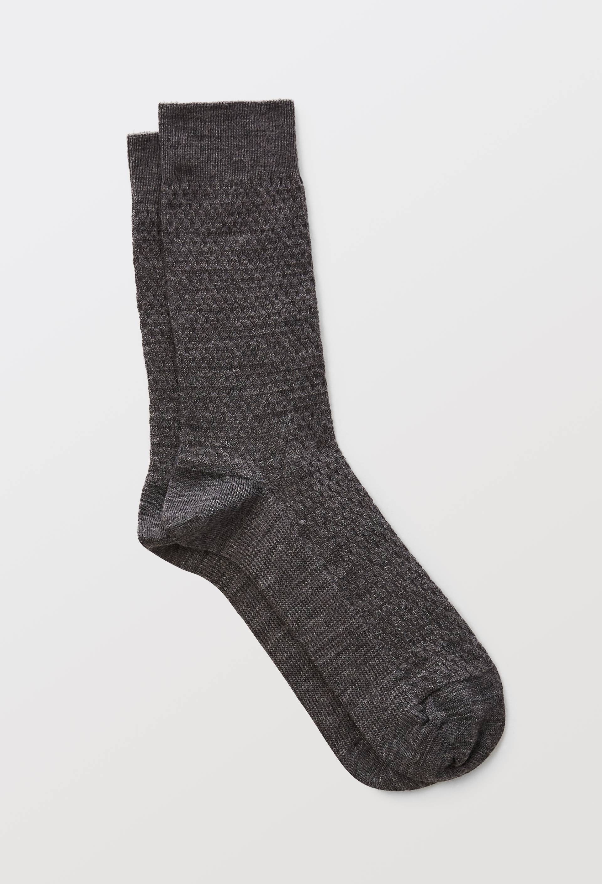 Chaussette laine m&eacute;rinos BLEU FORET, Gris fonc&eacute;, large image number 0.0