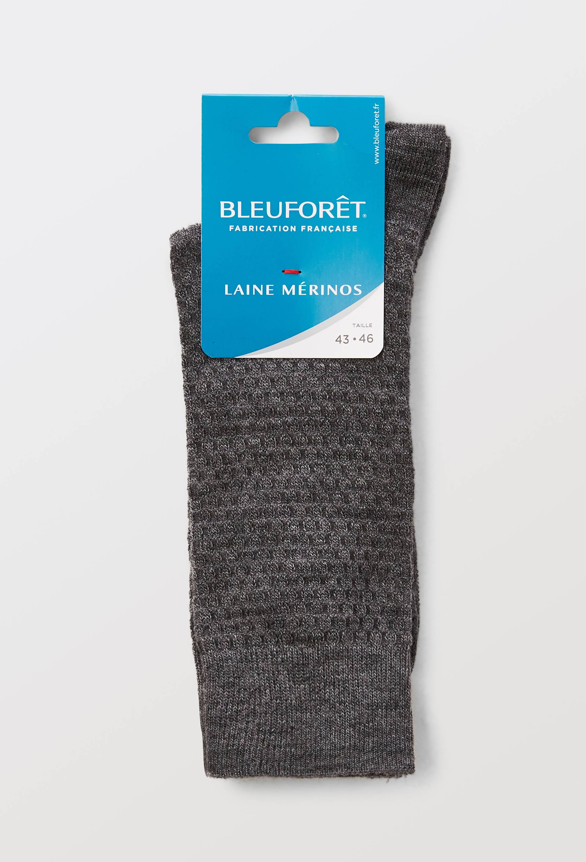 Chaussette laine m&eacute;rinos BLEU FORET, Gris fonc&eacute;, large image number 2.0