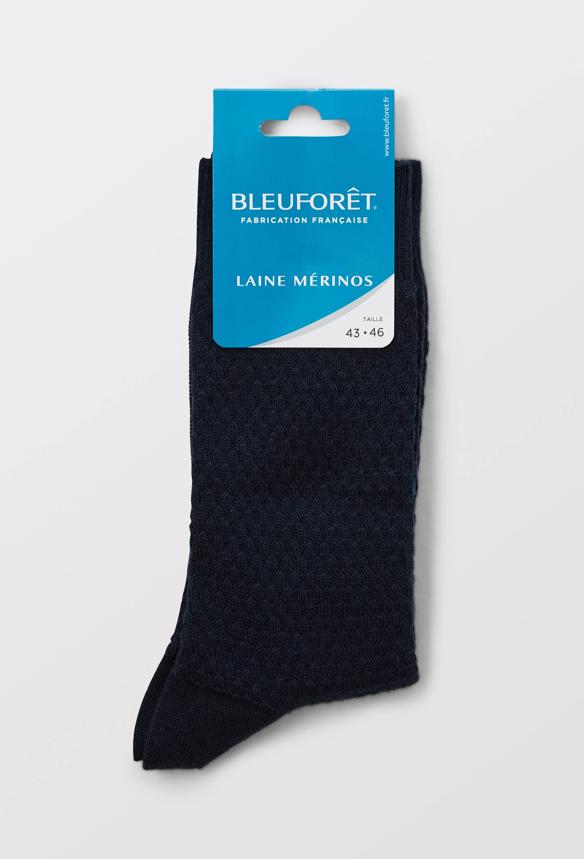 Chaussette laine m&eacute;rinos BLEU FORET, Bleu fonc&eacute;, large image number 1
