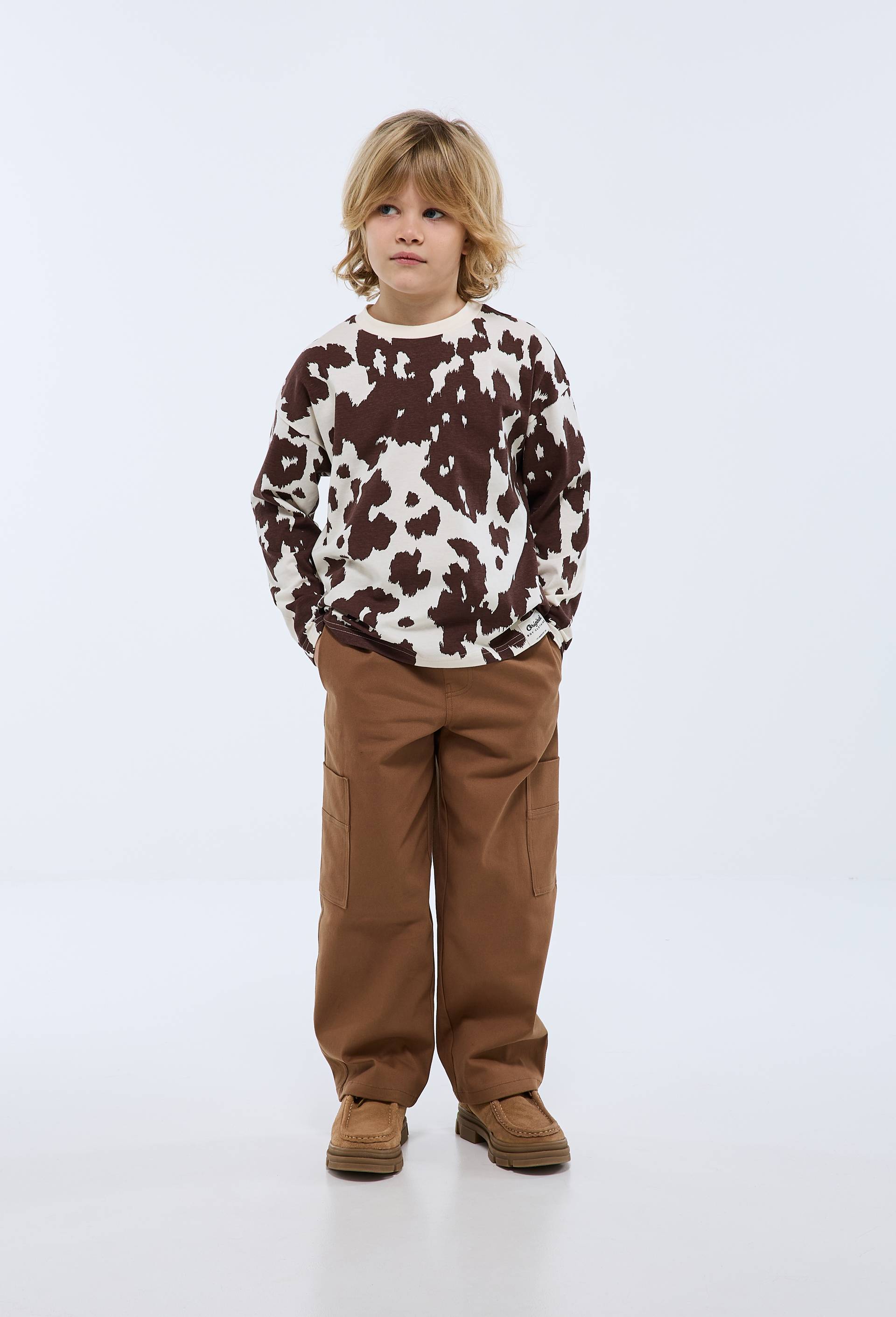 Pantalon large cargo contenant du coton, Beige, large image number 0