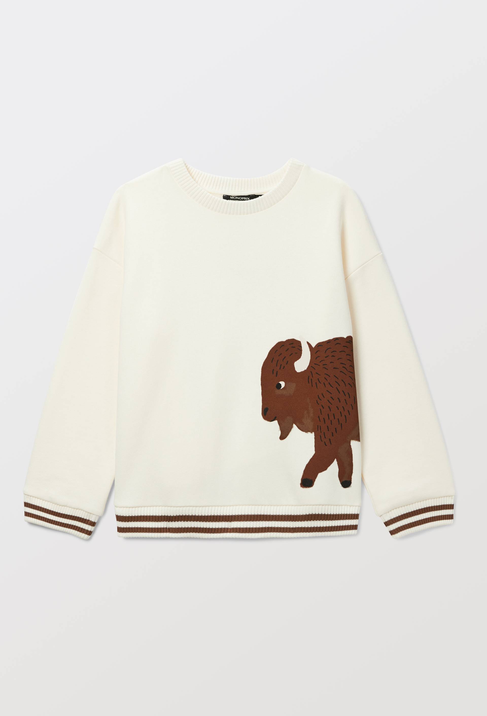 Sweat imprim&eacute; en coton, Beige, large image number 1.0