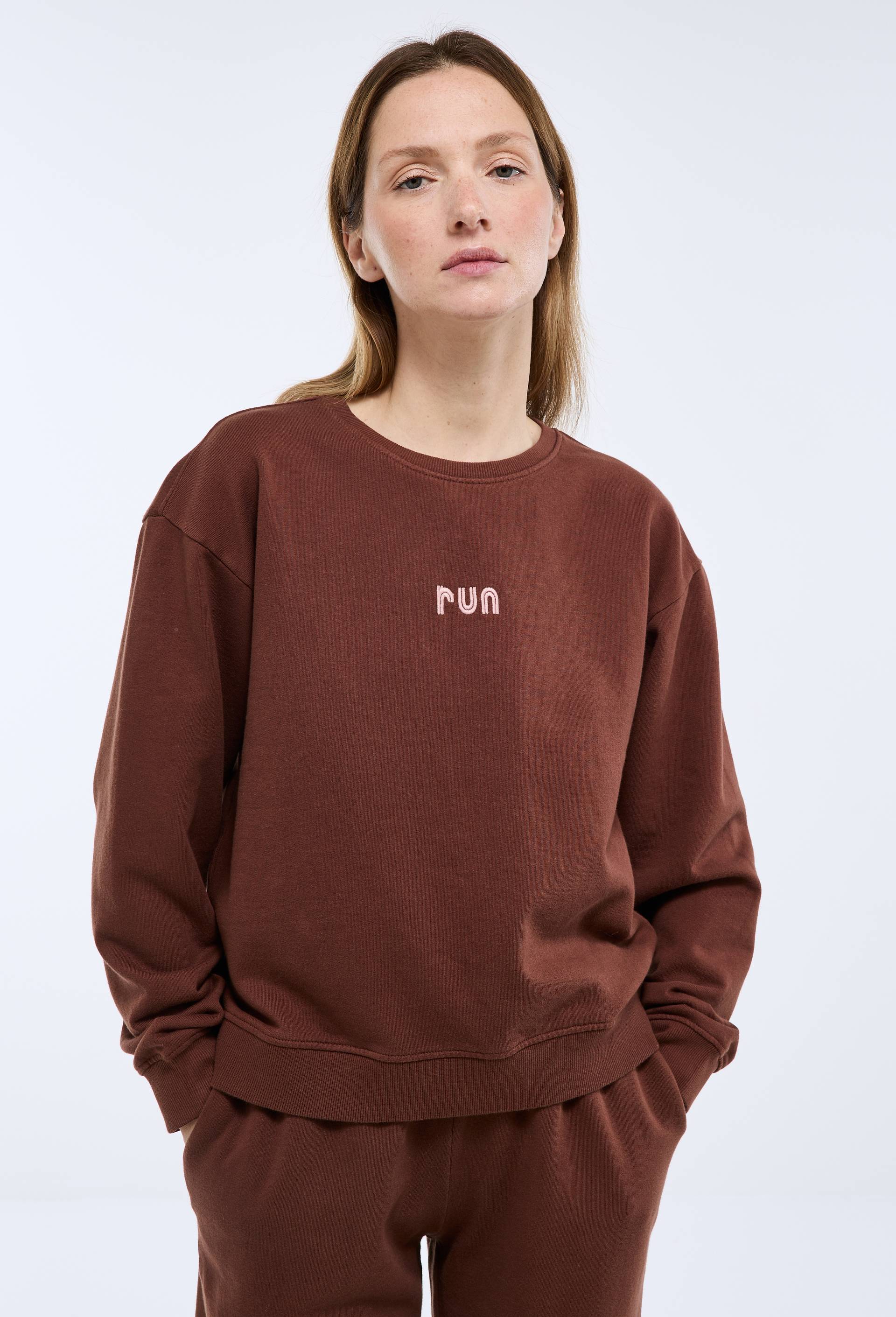 Sweat col rond en molleton de coton BIO GOTS, Brun fonc&eacute;, large image number 1