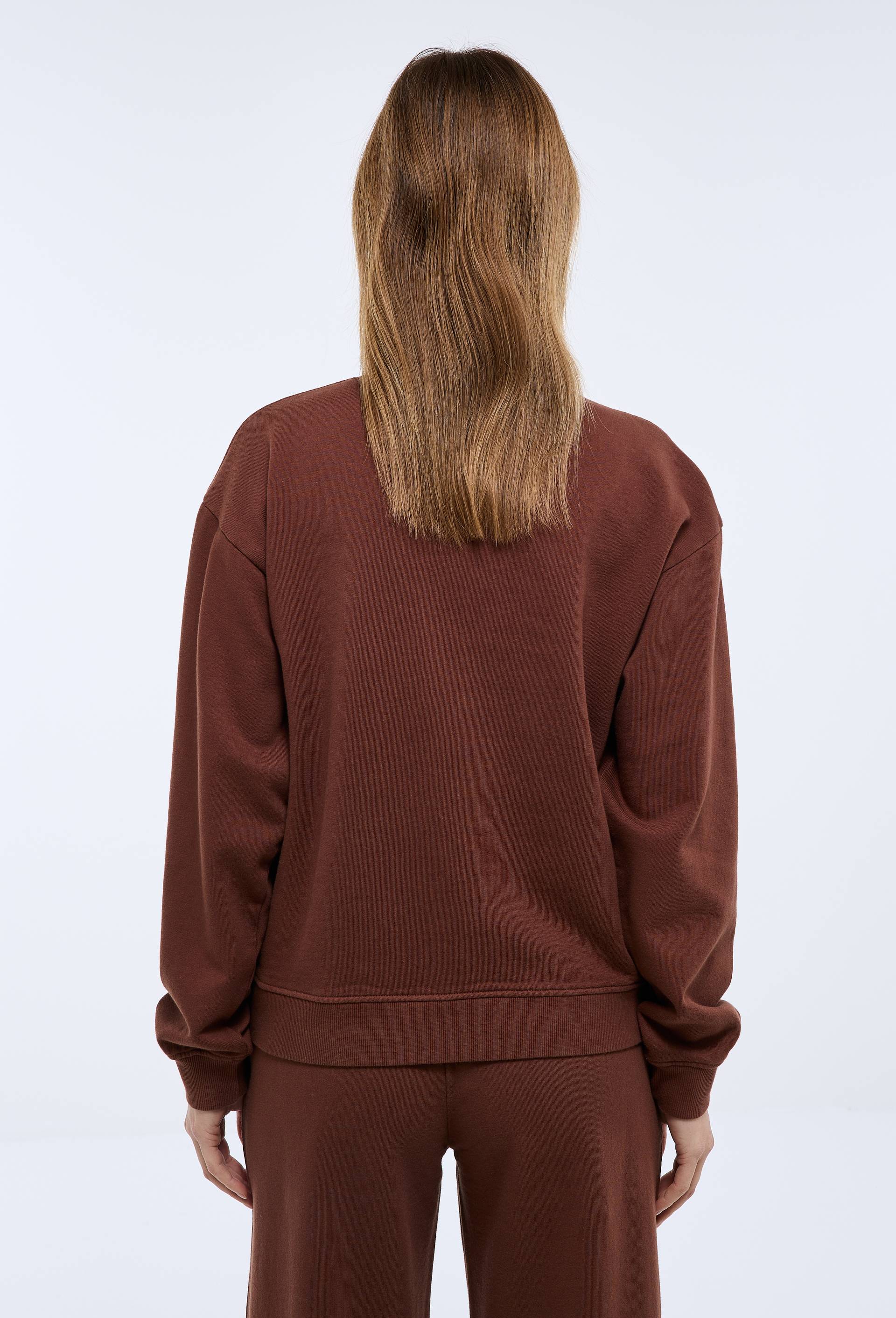 Sweat col rond en molleton de coton BIO GOTS, Brun fonc&eacute;, large image number 2.0