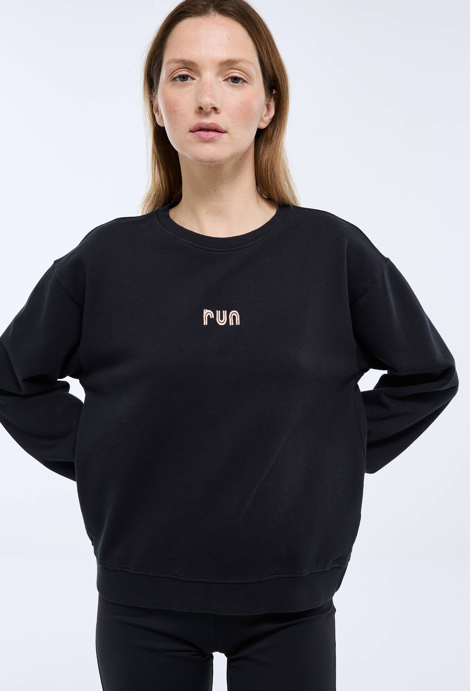 Sweat col rond en molleton de coton BIO GOTS, Noir, swatch image